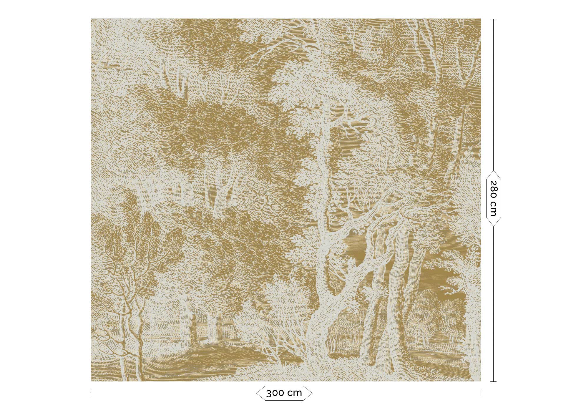 KEK Amsterdam Gold Metallic Engraved Landscapes MW-156 - 6 Sheets Behang