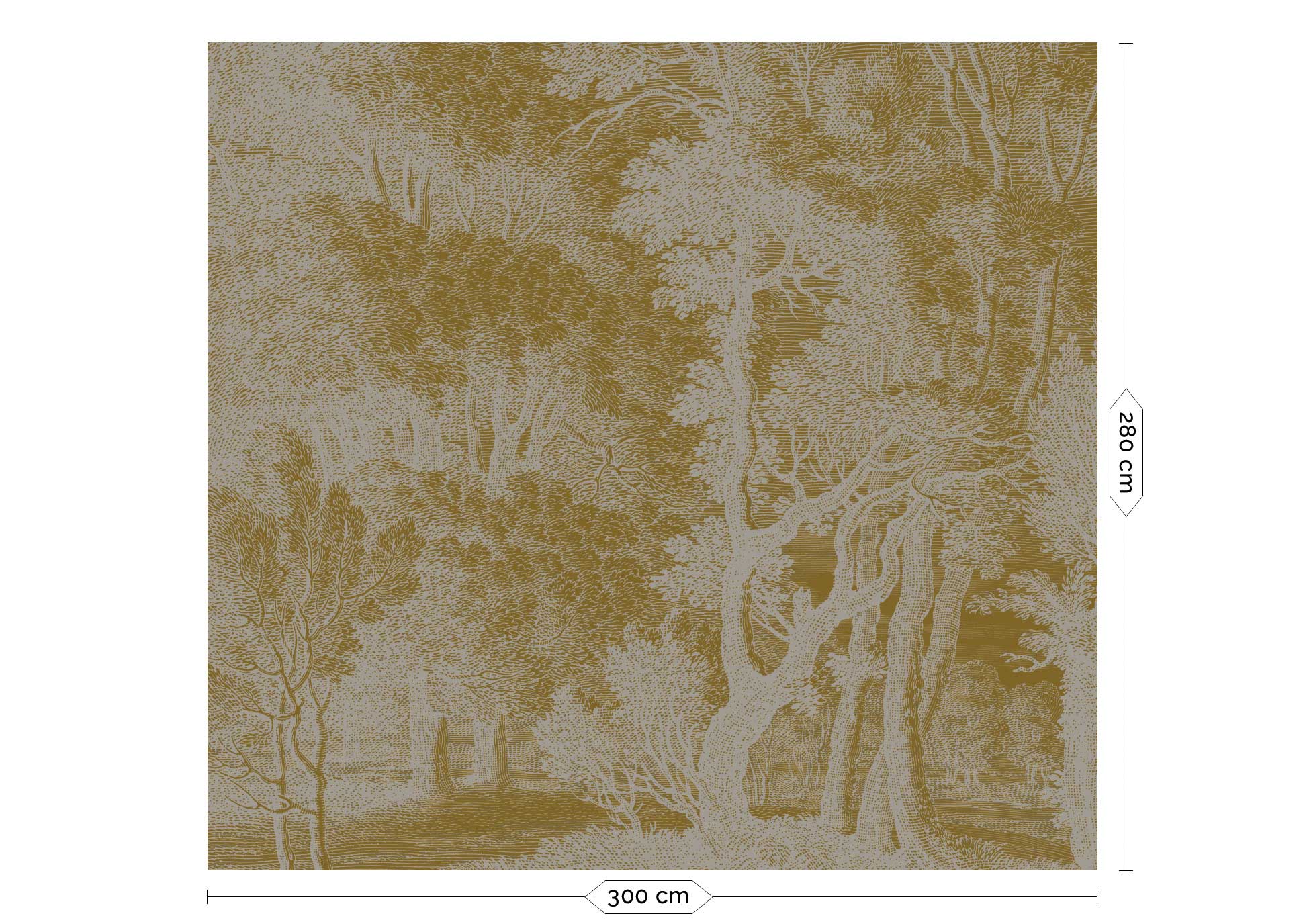 KEK Amsterdam Gold Metallic Engraved Landscapes MW-162 - 6 Sheets Behang