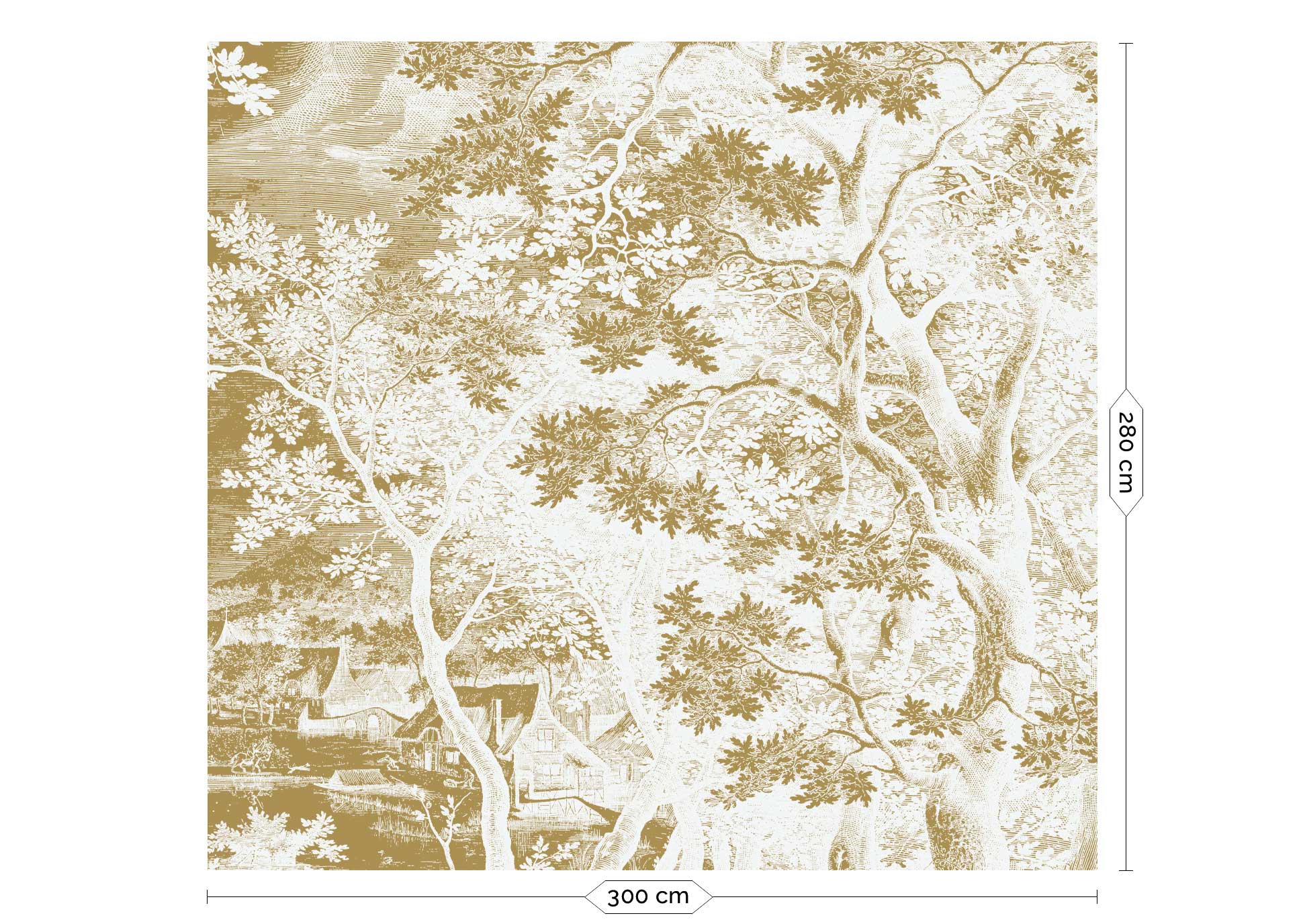 KEK Amsterdam Gold Metallic Engraved Landscapes MW-165 - 6 Sheets Behang