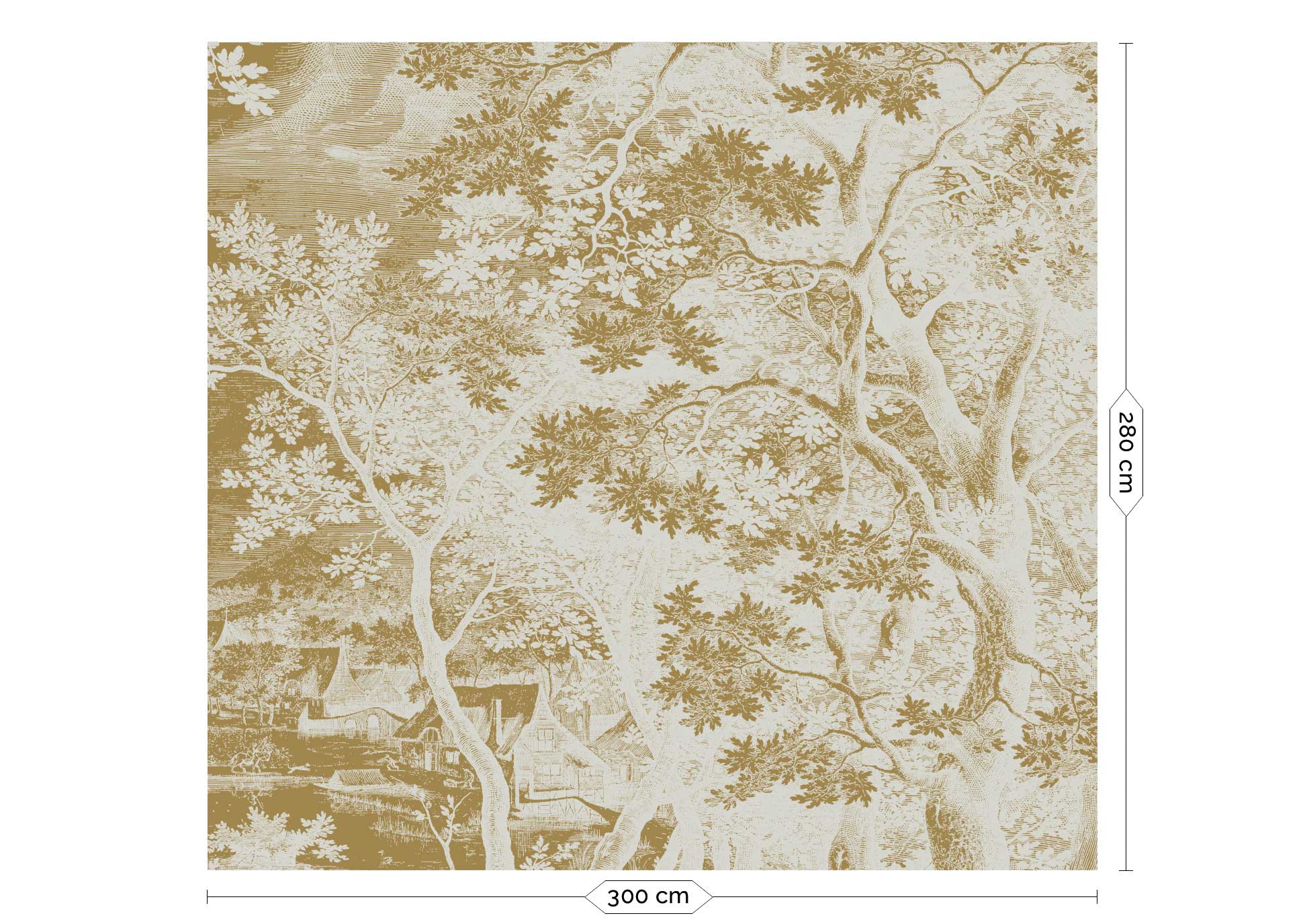 KEK Amsterdam Gold Metallic Engraved Landscapes MW-168 - 6 Sheets Behang