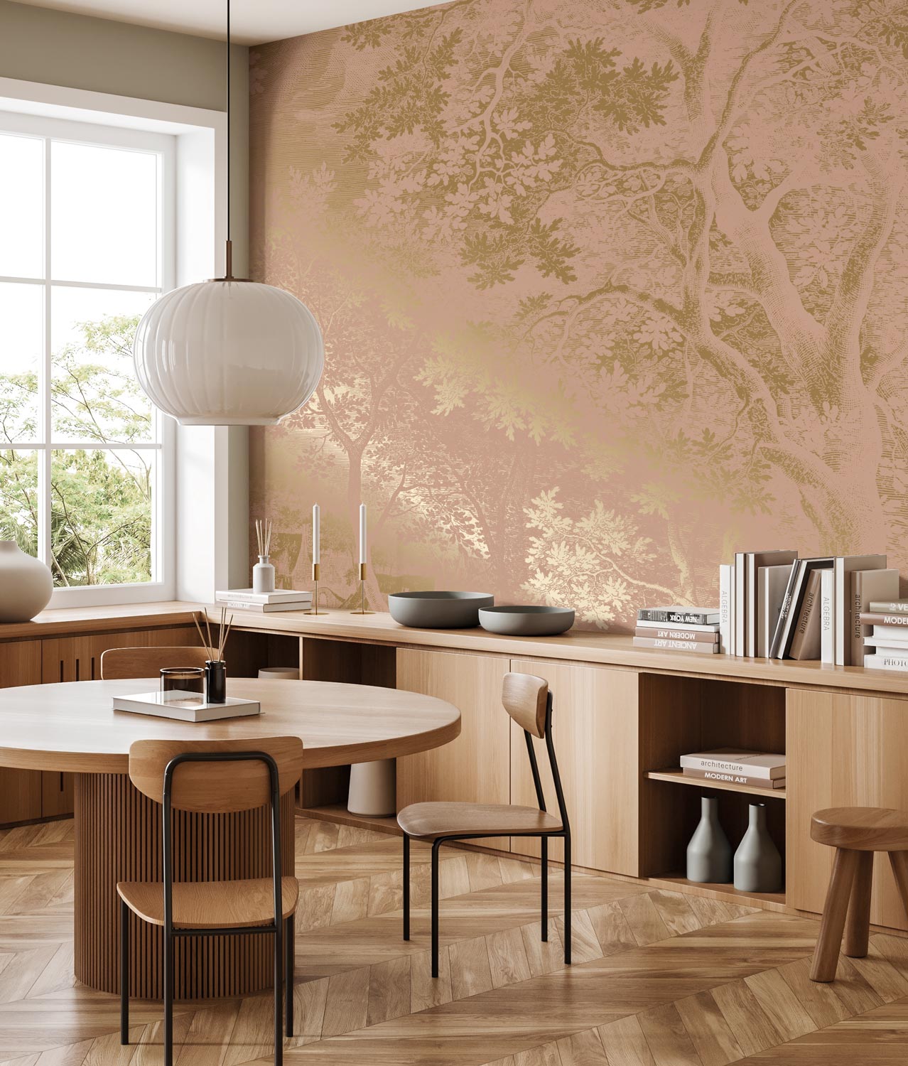 KEK Amsterdam Gold Metallic Engraved Landscapes MW-170 - 4 Sheets Behang