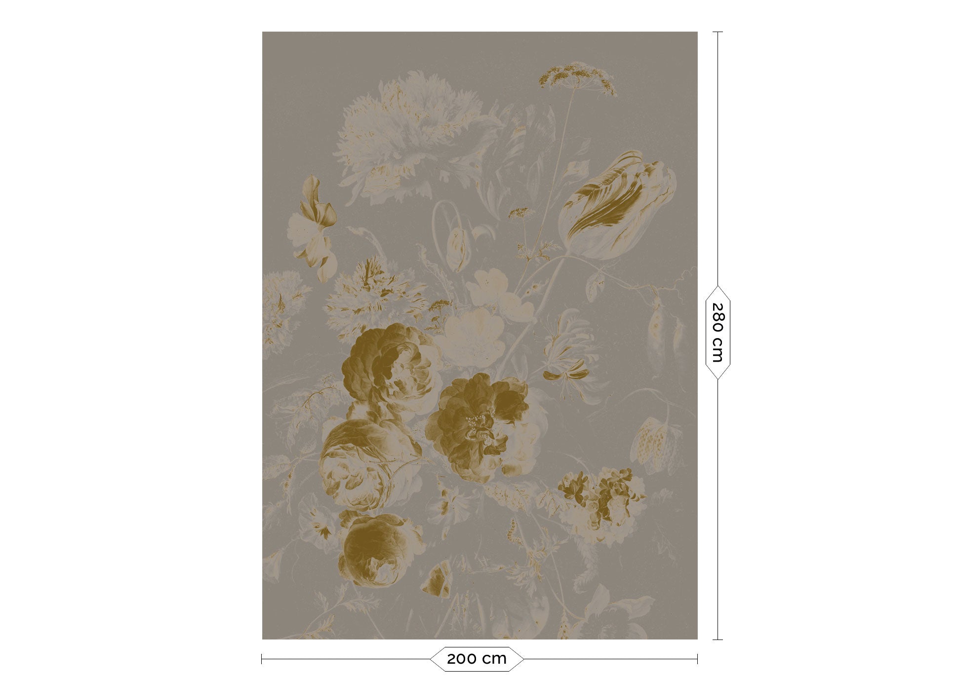 KEK Amsterdam Gold Metallic Golden Age Flowers MW-043 - 4 Sheets Behang