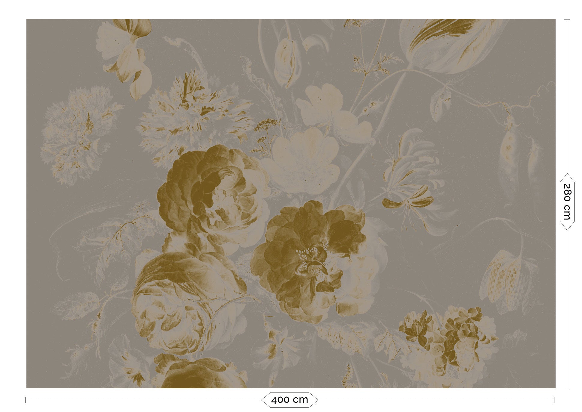 KEK Amsterdam Gold Metallic Golden Age Flowers MW-045 - 8 Sheets Behang