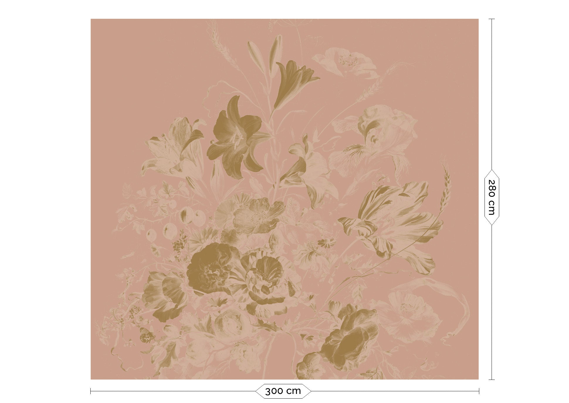 KEK Amsterdam Gold Metallic Golden Age Flowers MW-047 - 6 Sheets Behang