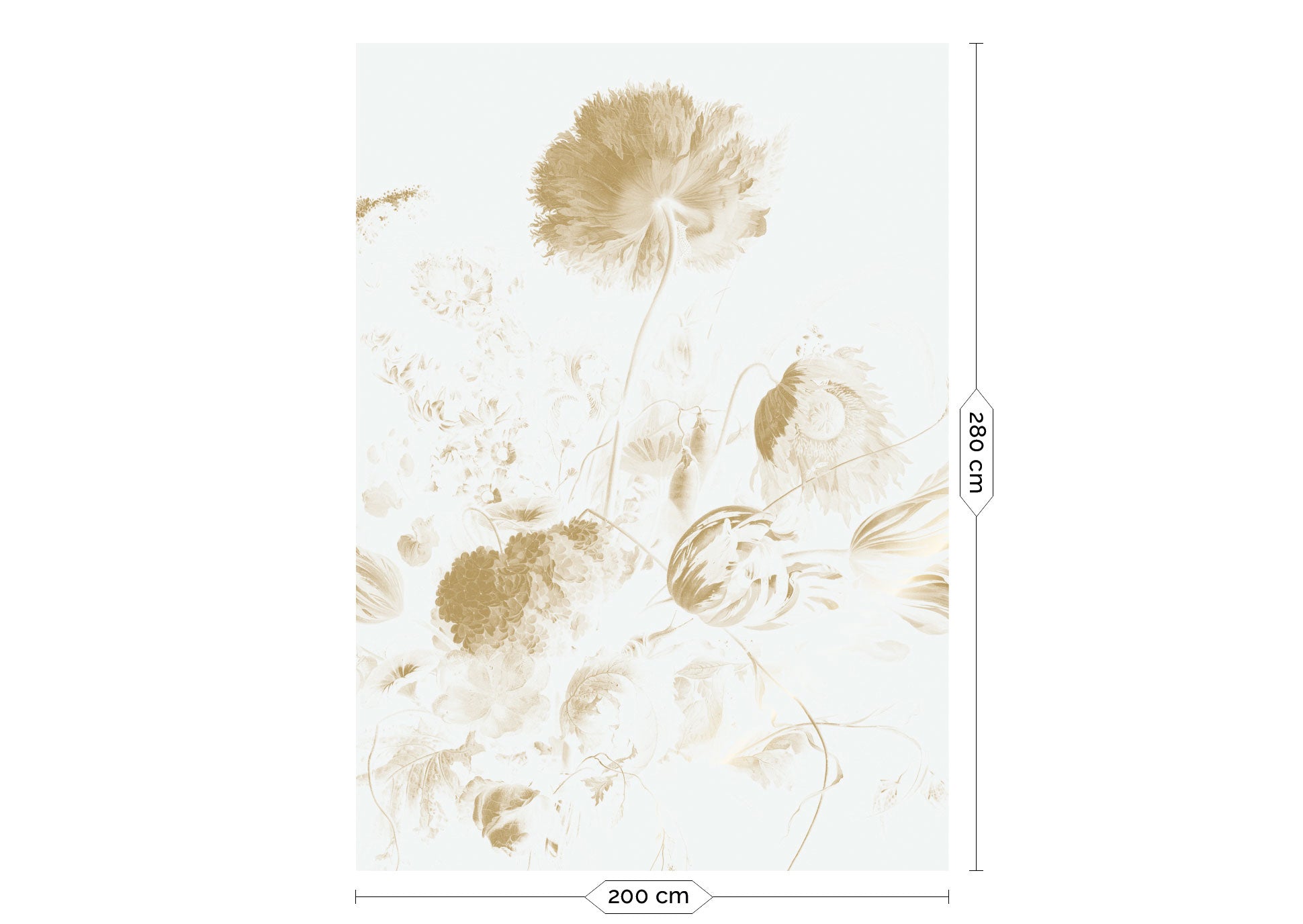 KEK Amsterdam Gold Metallic Golden Age Flowers MW-049 - 4 Sheets Behang
