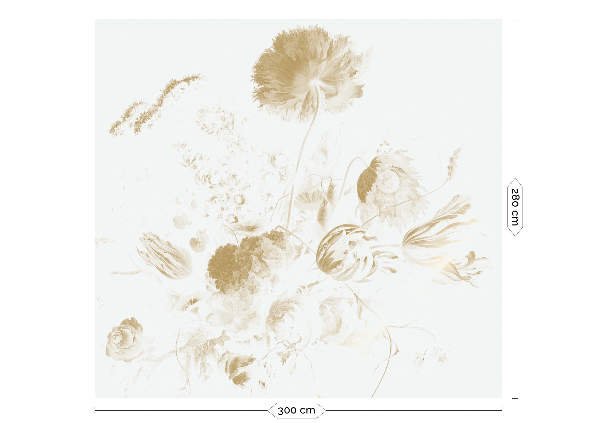 KEK Amsterdam Gold Metallic Golden Age Flowers MW-050 - 6 Sheets Behang