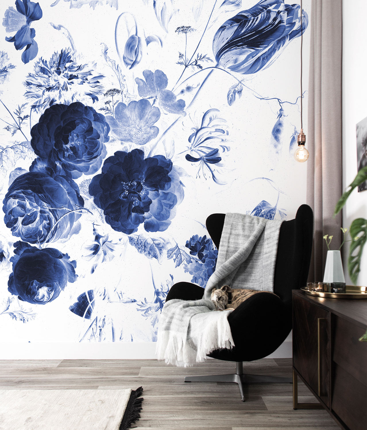 KEK Amsterdam Royal Blue Flowers WP-207 - 4 Sheets Behang