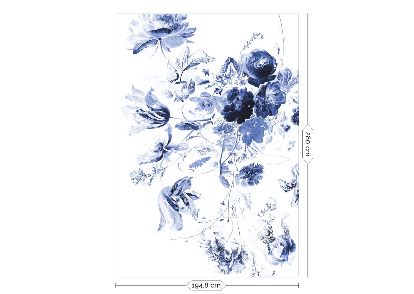 KEK Amsterdam Royal Blue Flowers WP-209 - 4 Sheets Behang