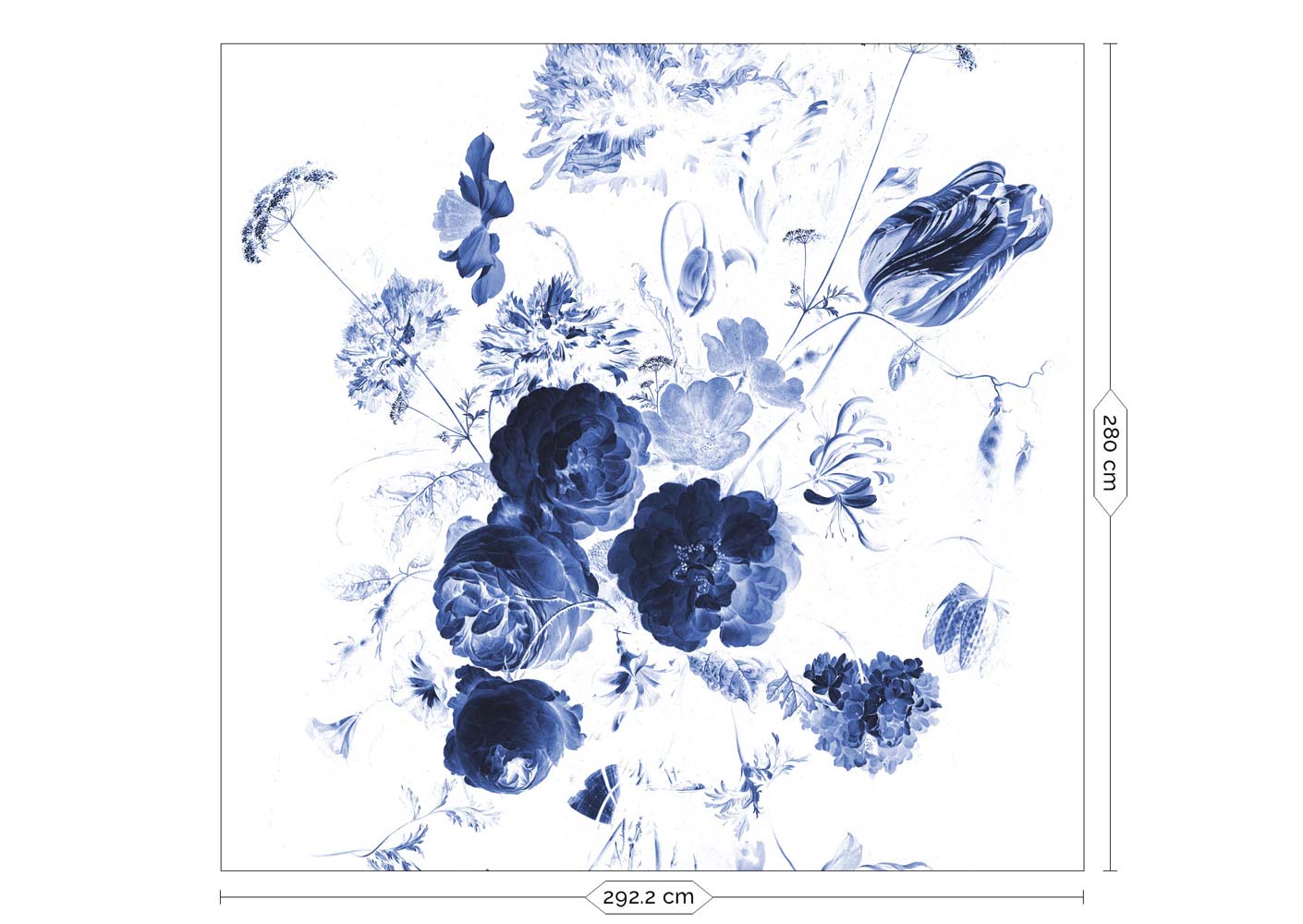KEK Amsterdam Royal Blue Flowers WP-217 - 6 Sheets Behang