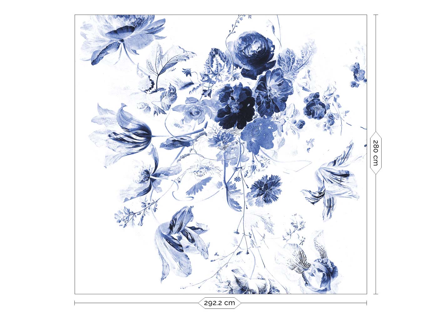 KEK Amsterdam Royal Blue Flowers WP-219 - 6 Sheets Behang