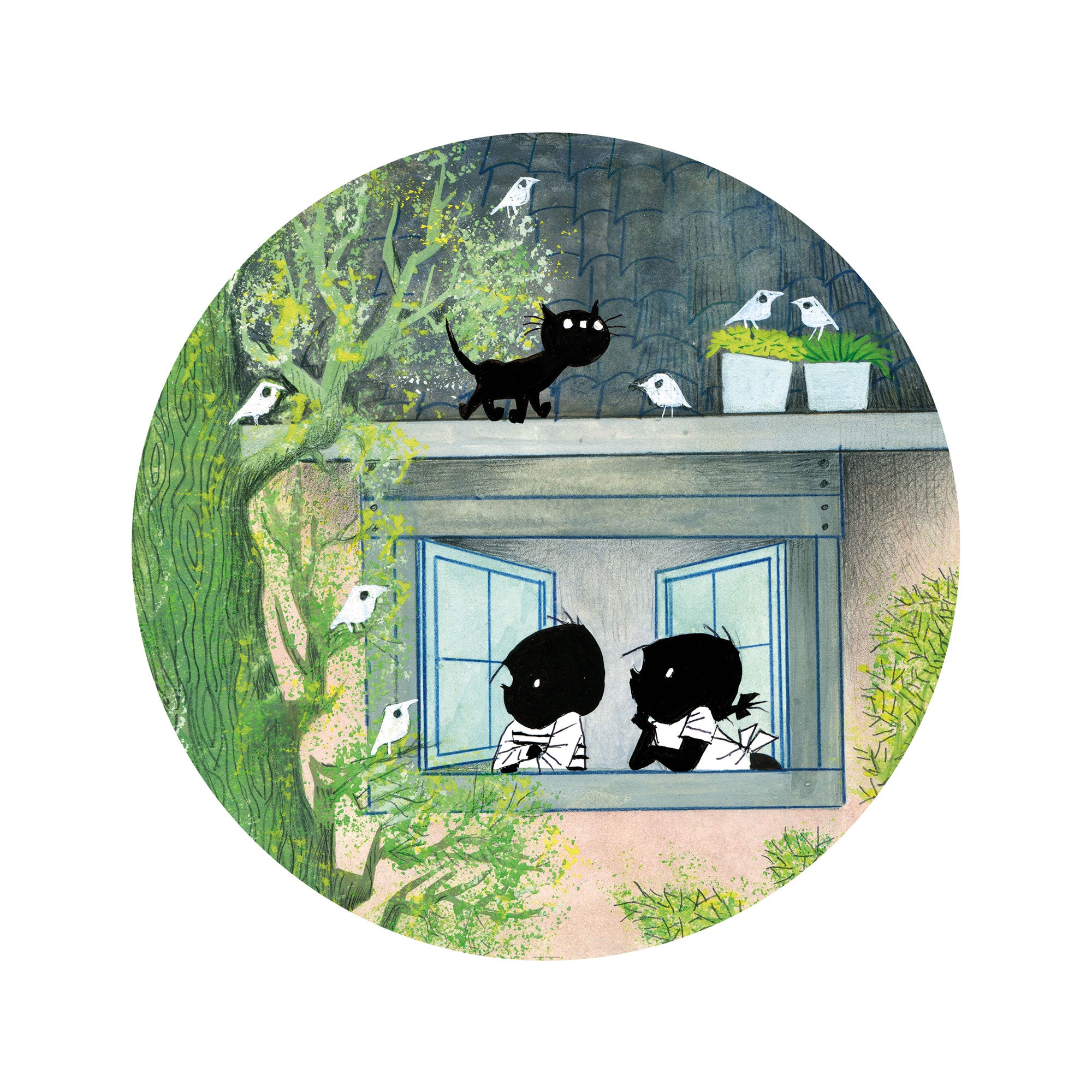 KEK Amsterdam Wallpaper Circle Jip & Janneke, Birds SC-083 Behangcirkel