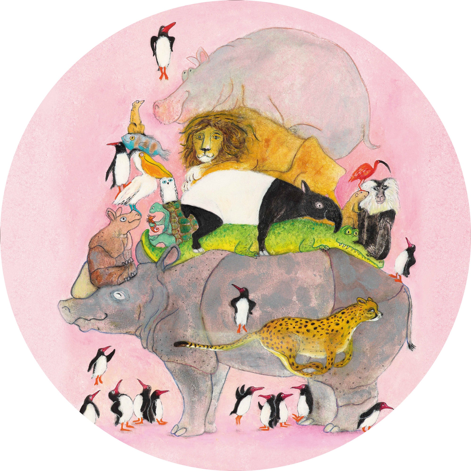 KEK Amsterdam Wallpaper Circle Jumping Pinguins CK-036 Behangcirkel