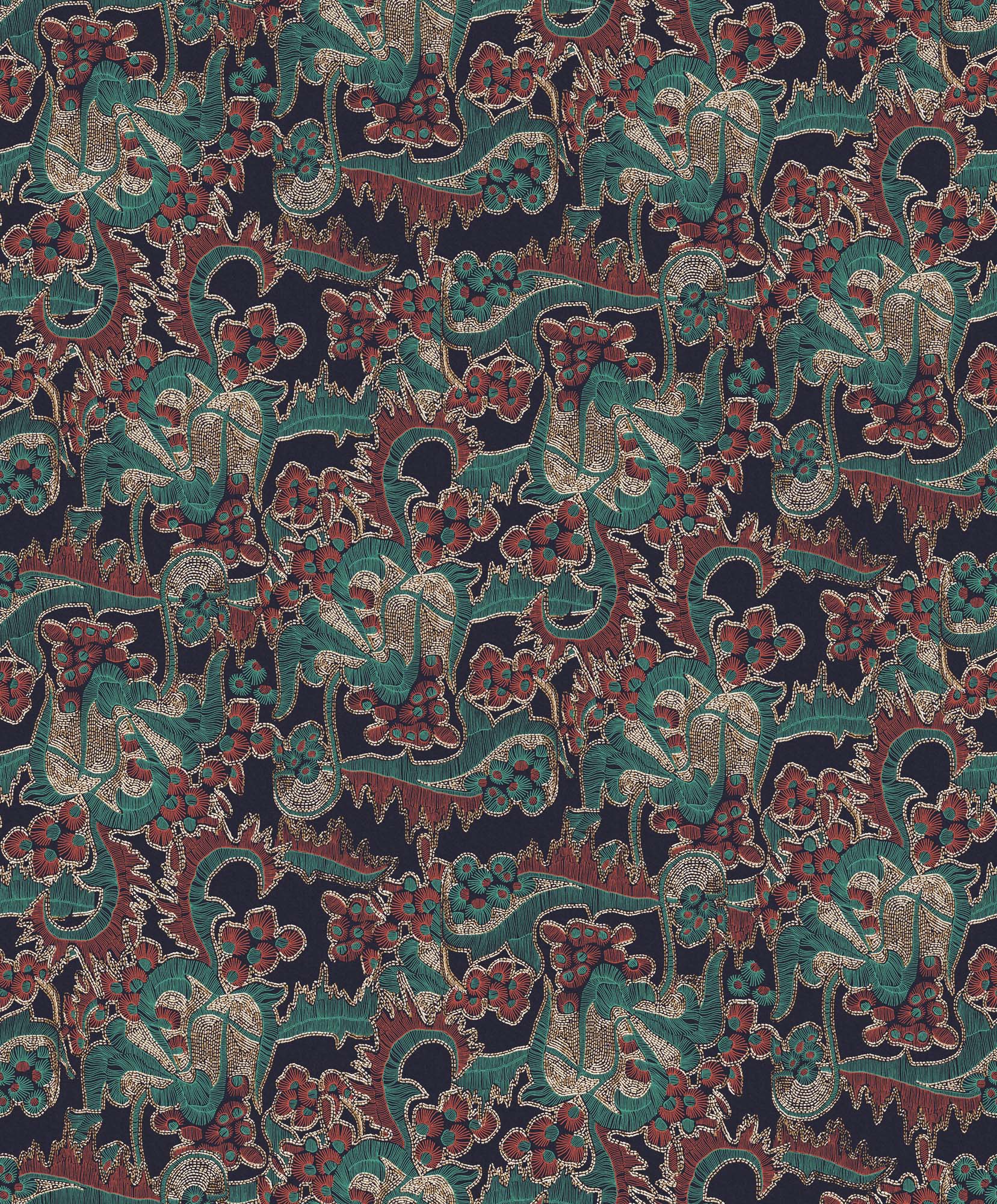 Khrôma Kimono Haru topiara KIM201 Behang