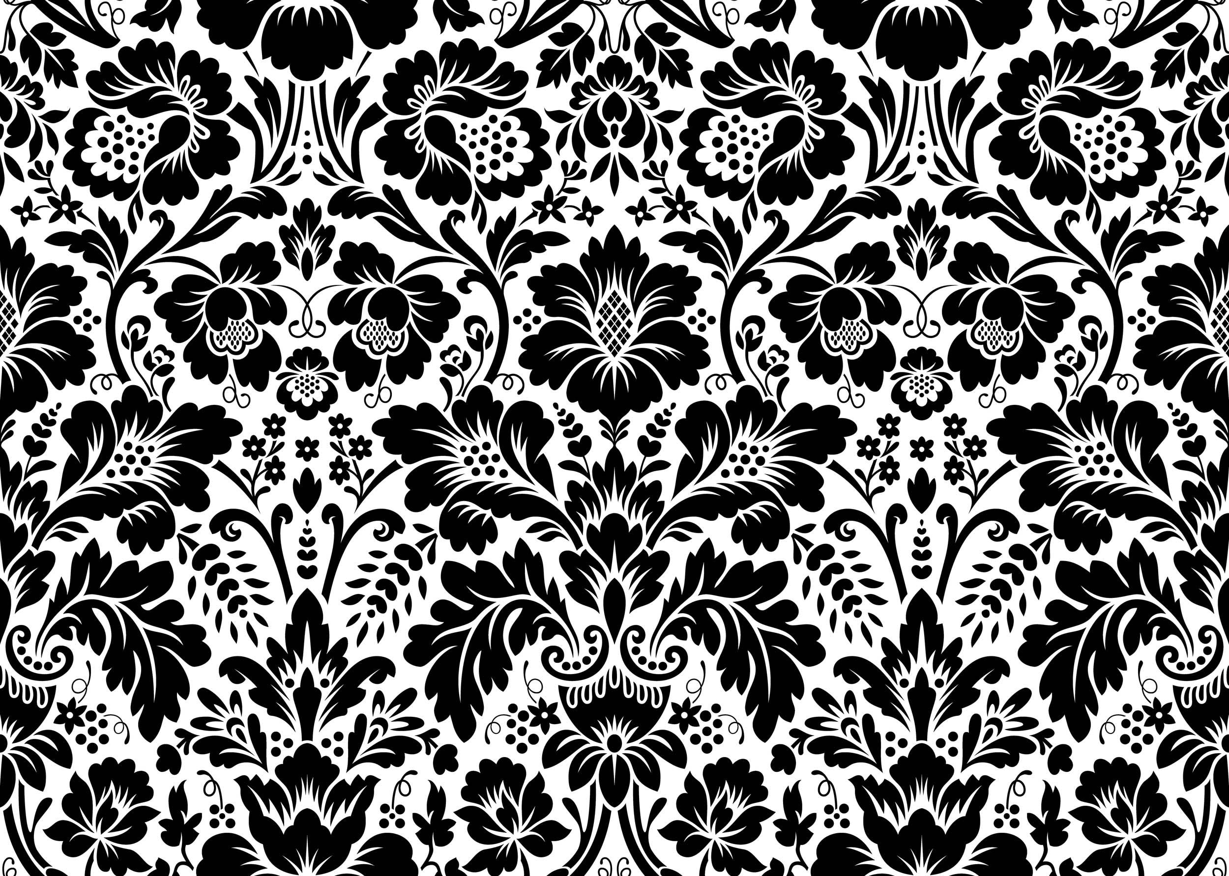 Klassiek Zwart-Wit Damastpatroon - LW00720 Fotobehang