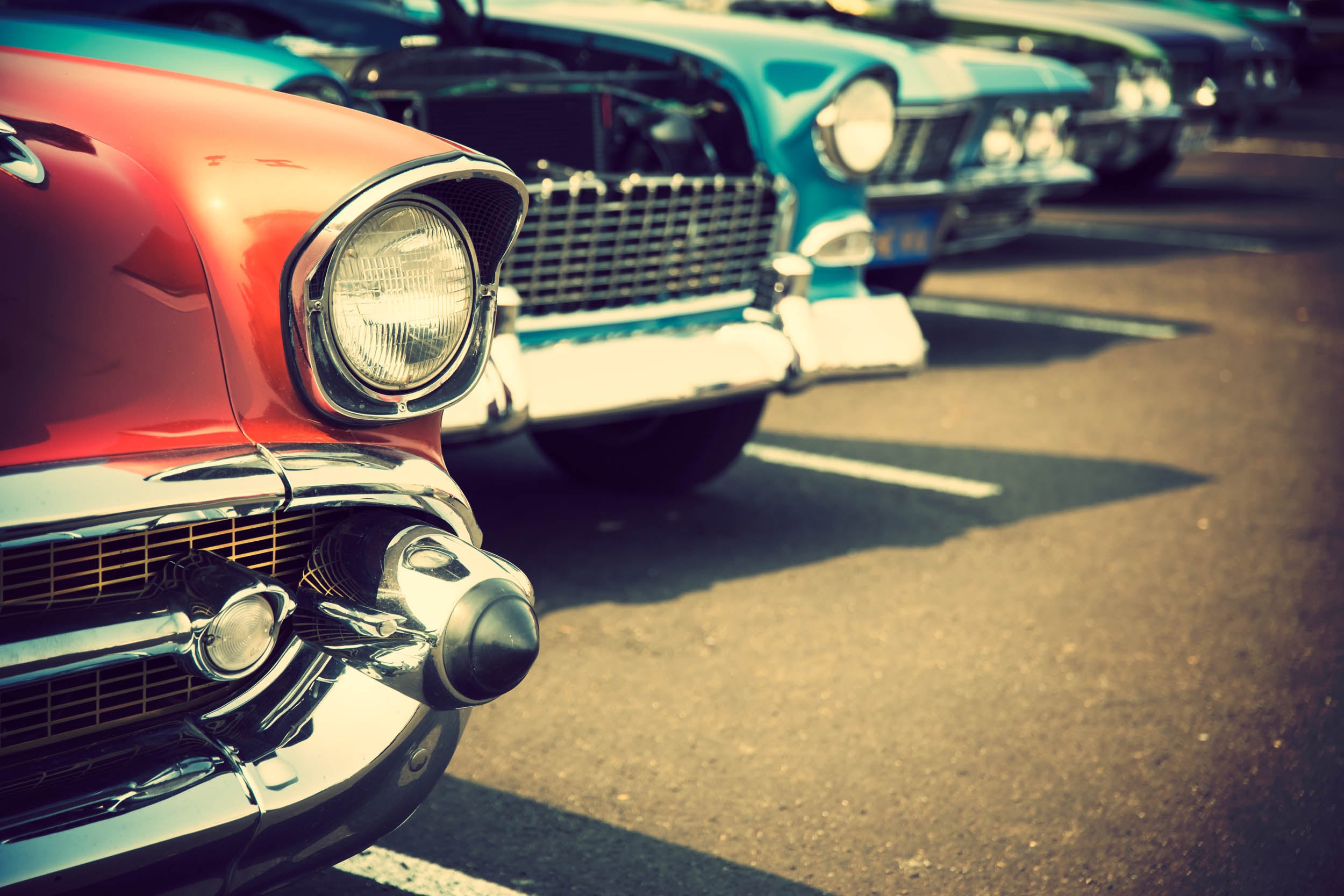Klassieke Amerikaanse Auto’s in Retro Stijl - LW00794 Fotobehang