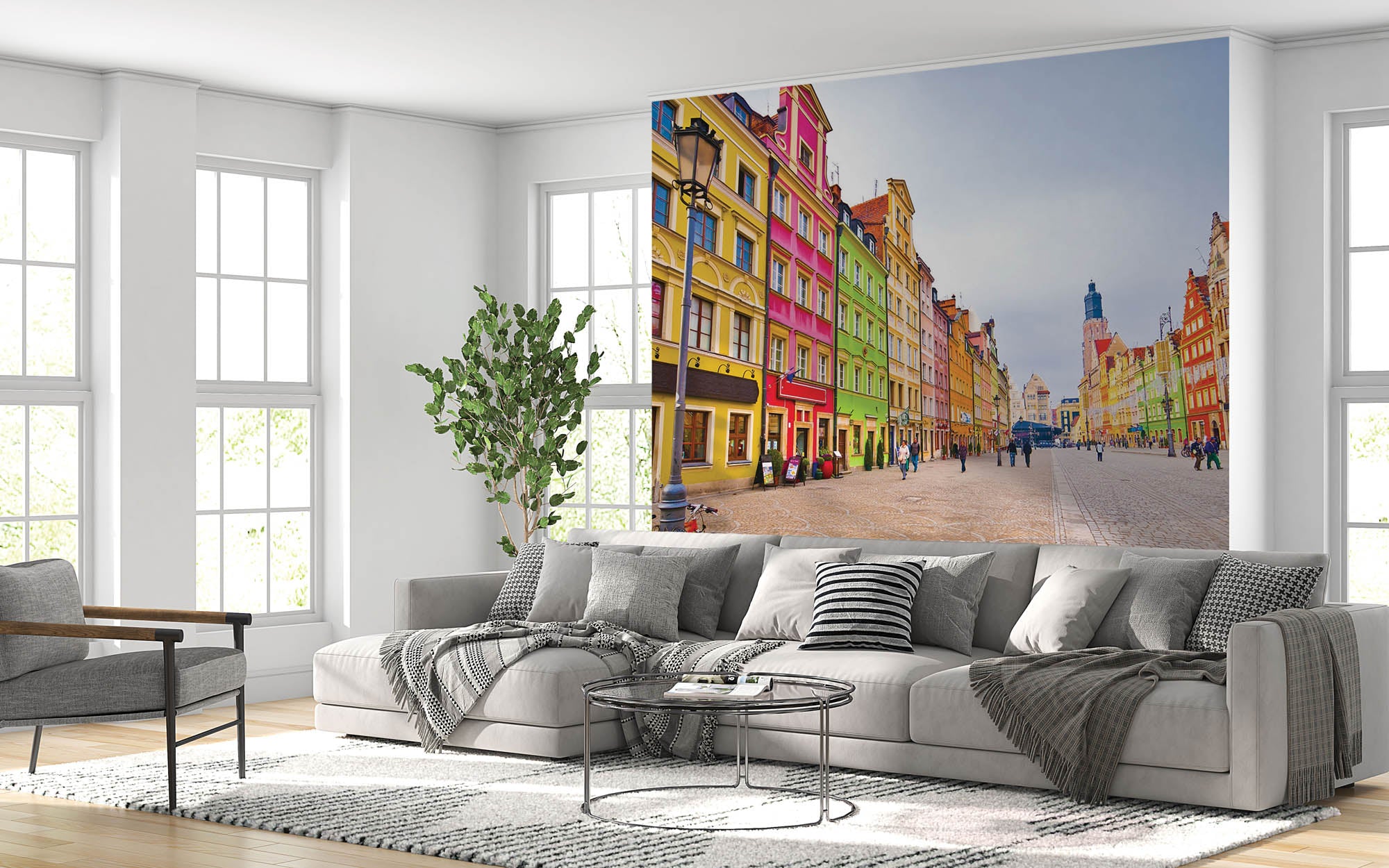 Kleurrijk stadscentrum in Polen - LW00348 Fotobehang