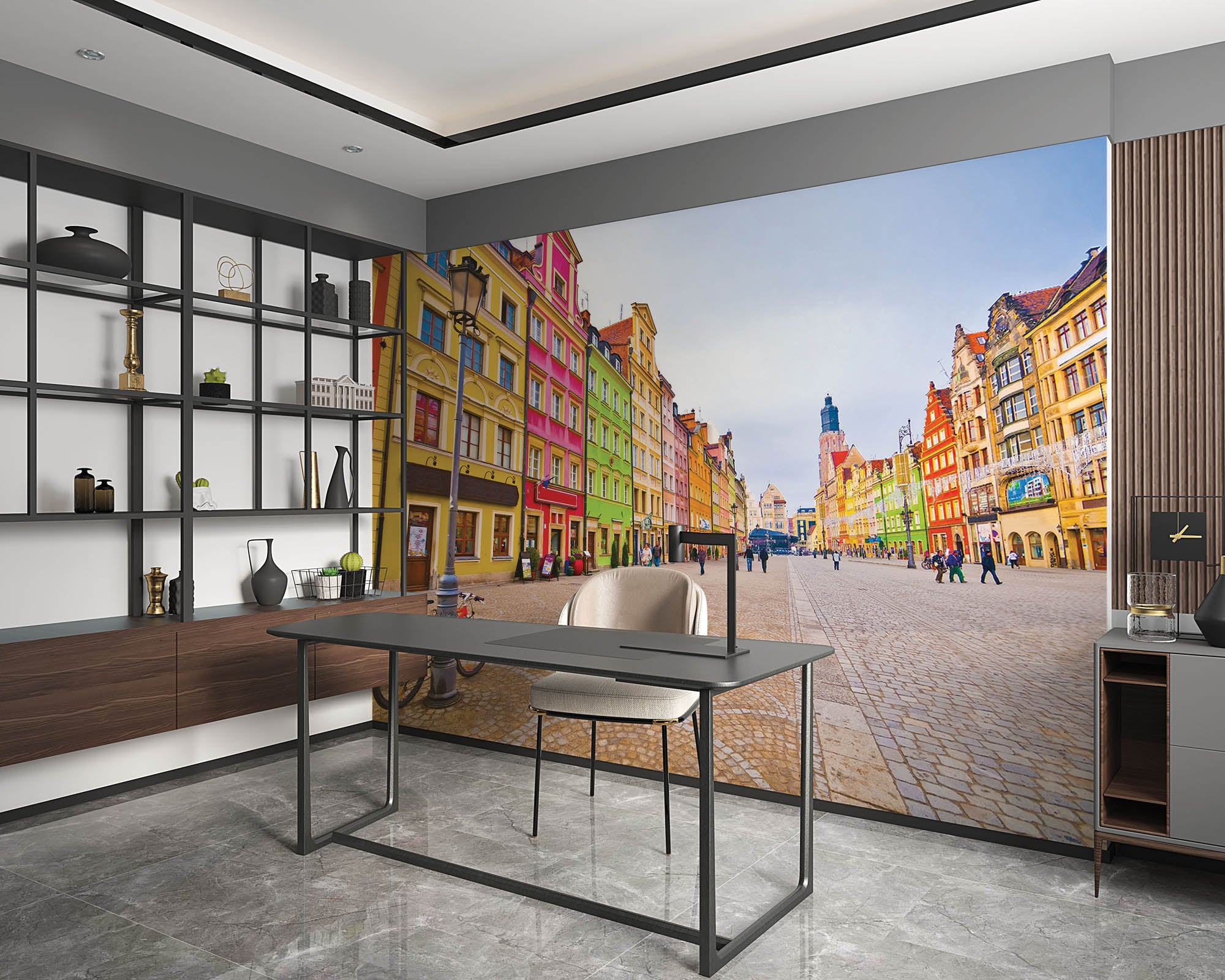 Kleurrijk stadscentrum in Polen - LW00348 Fotobehang