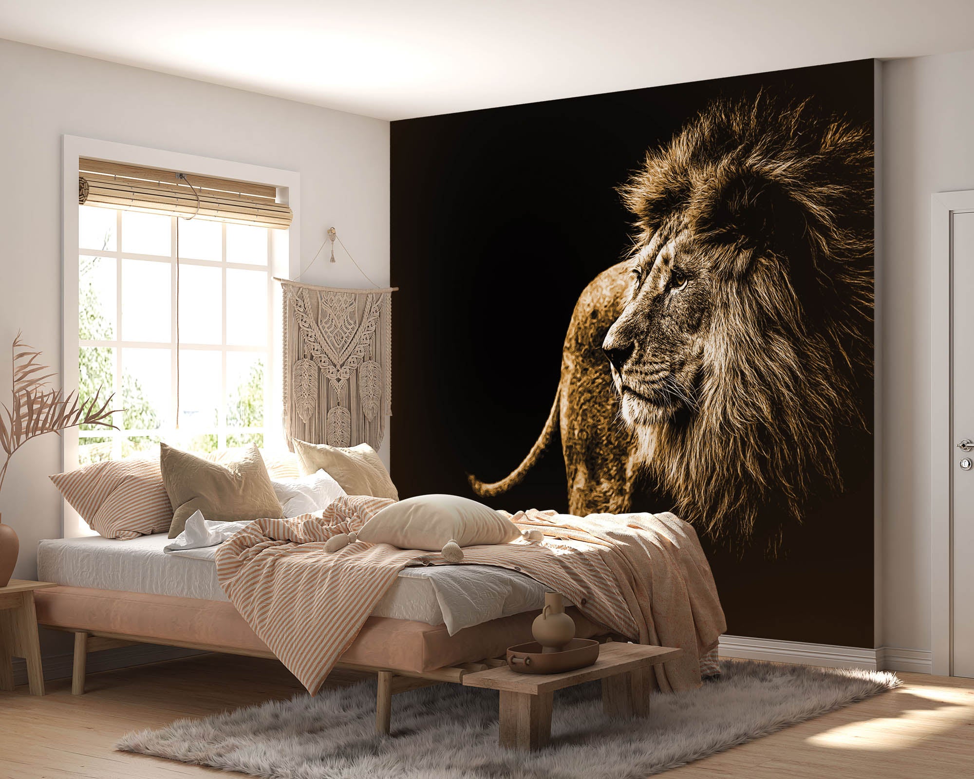 Leeuw op zwarte achtergrond - LW00186 Fotobehang