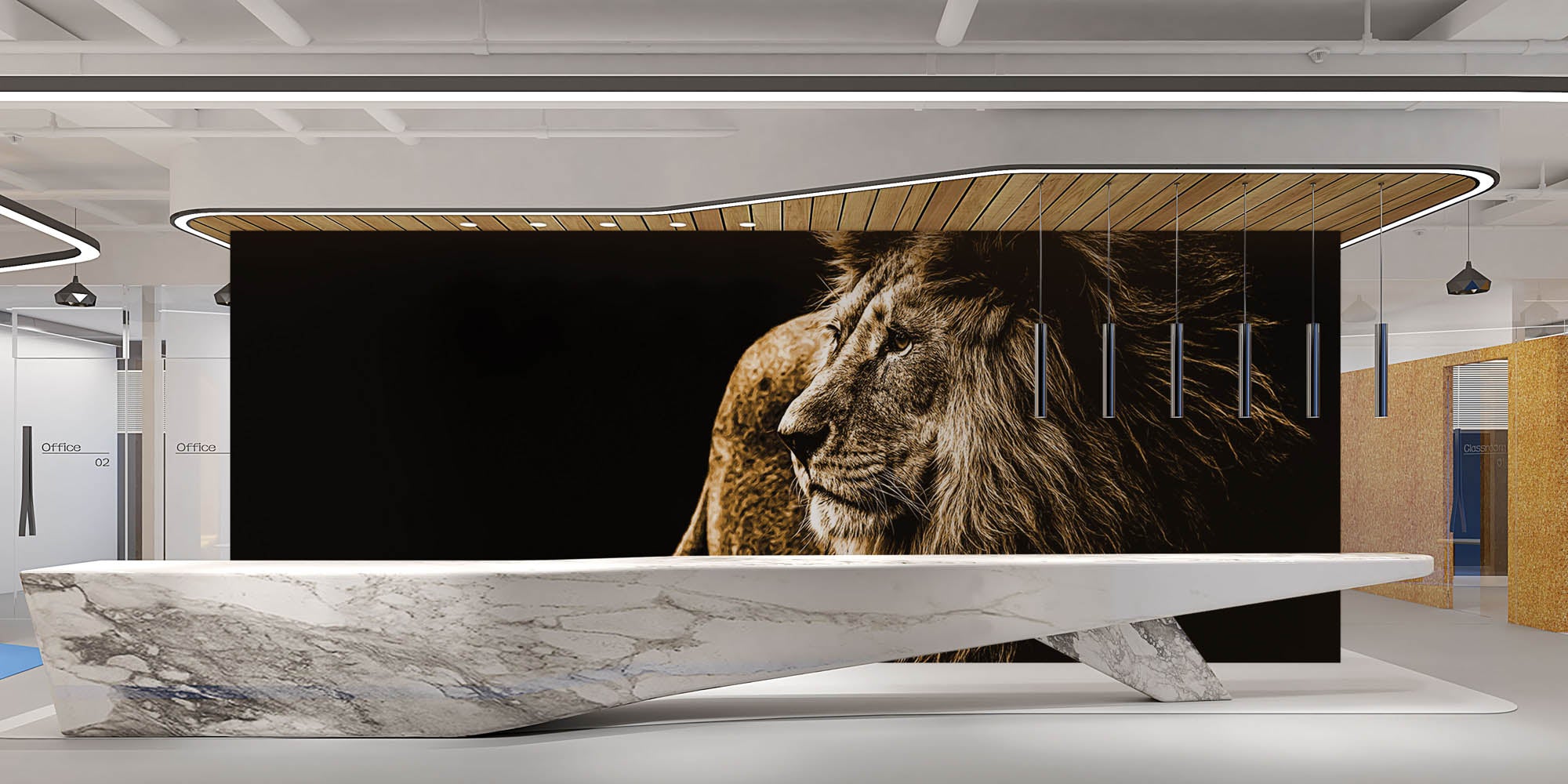 Leeuw op zwarte achtergrond - LW00186 Fotobehang