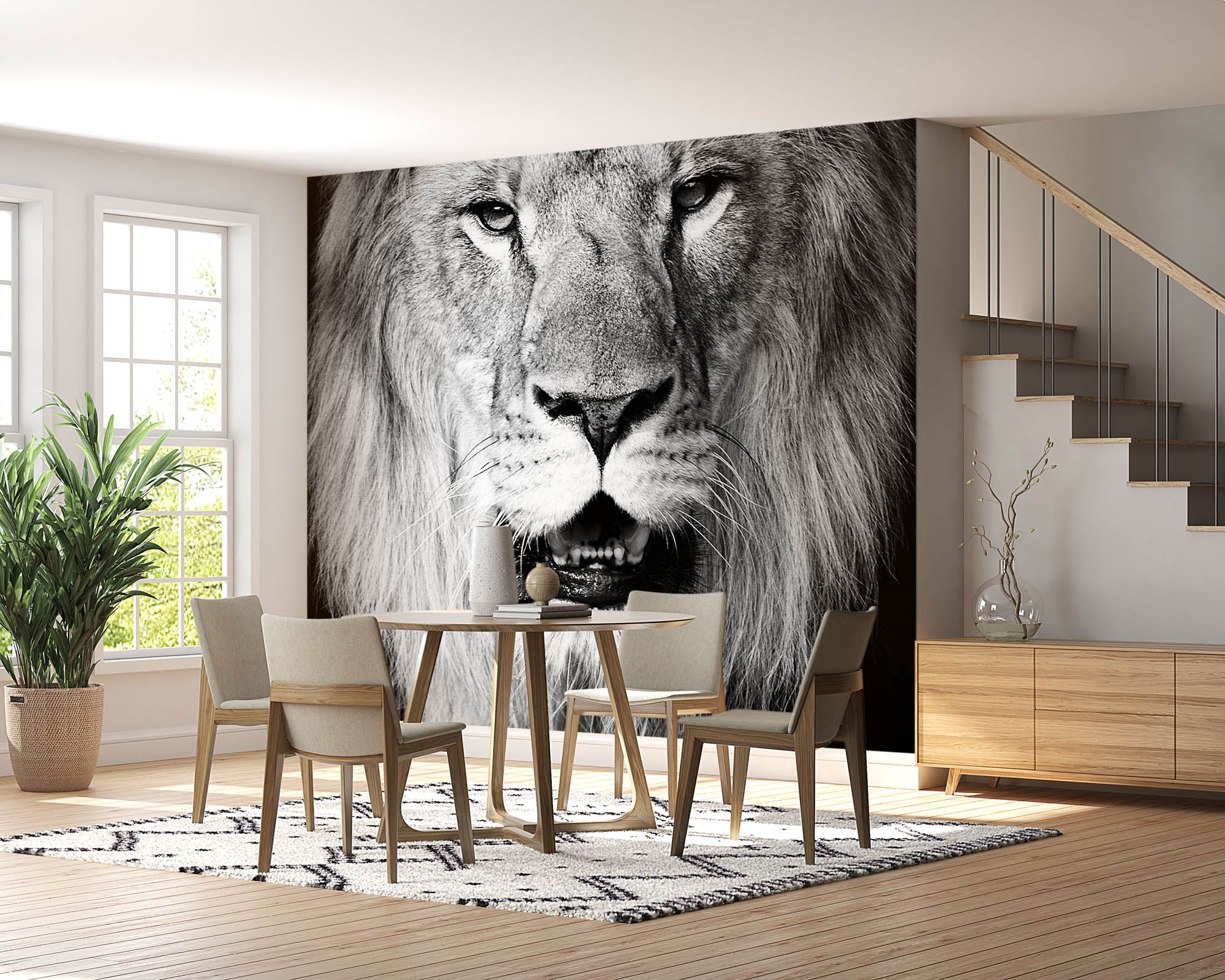 Leeuwenkop op zwarte achtergrond - LW00220 Fotobehang