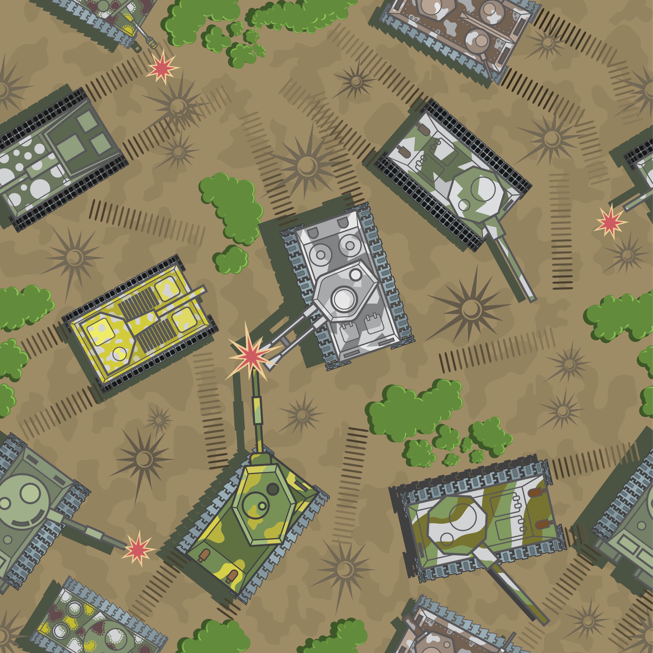 Legertanks Gevecht Patroon - LW00900 Fotobehang