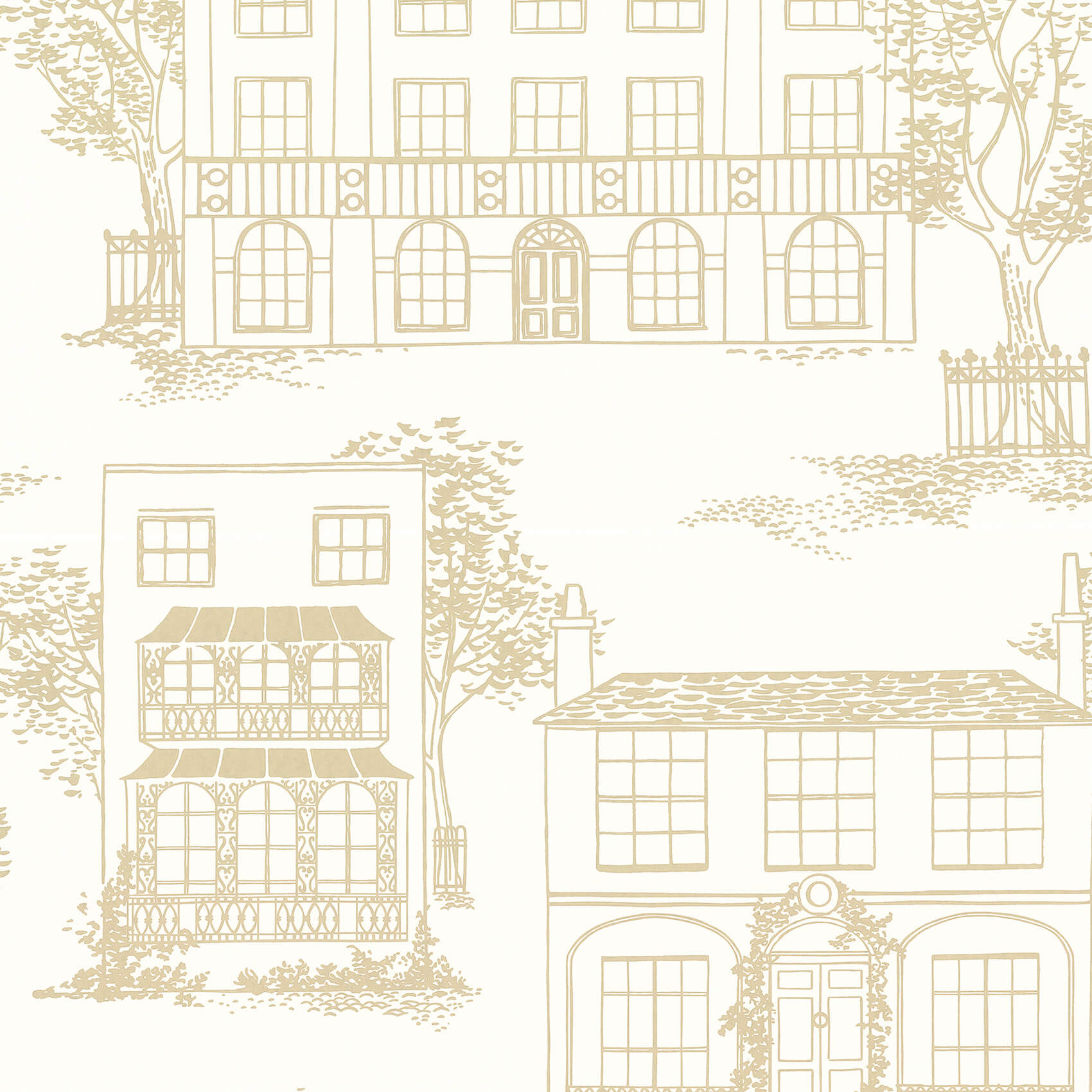 Little Green 50S Line Wallpapers Hampstead Cloister Behang