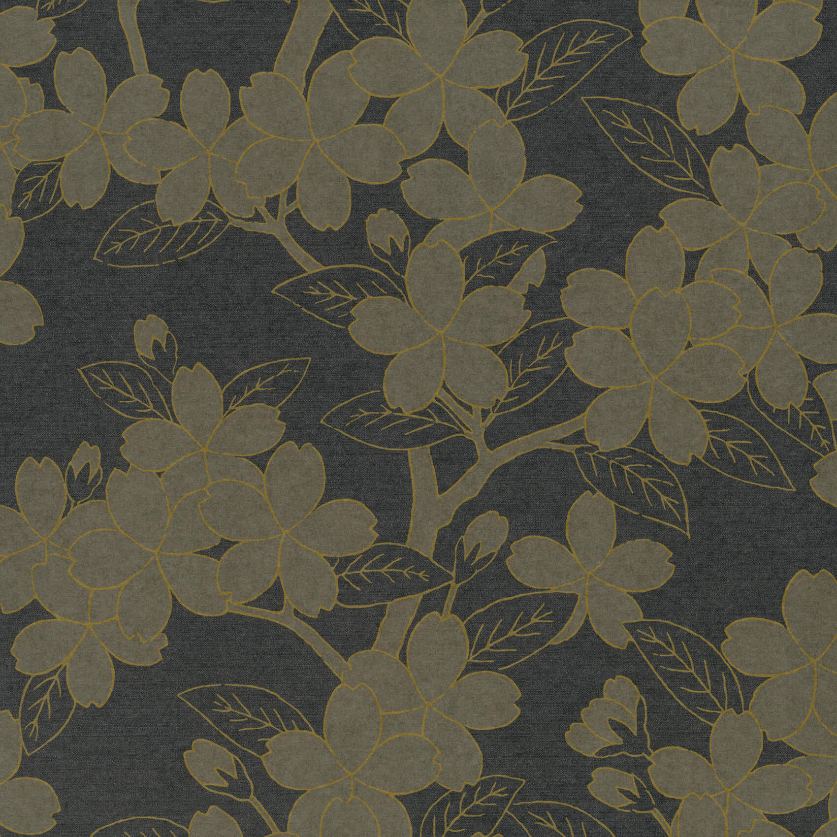 Little Green Camellia Charcoal Behang