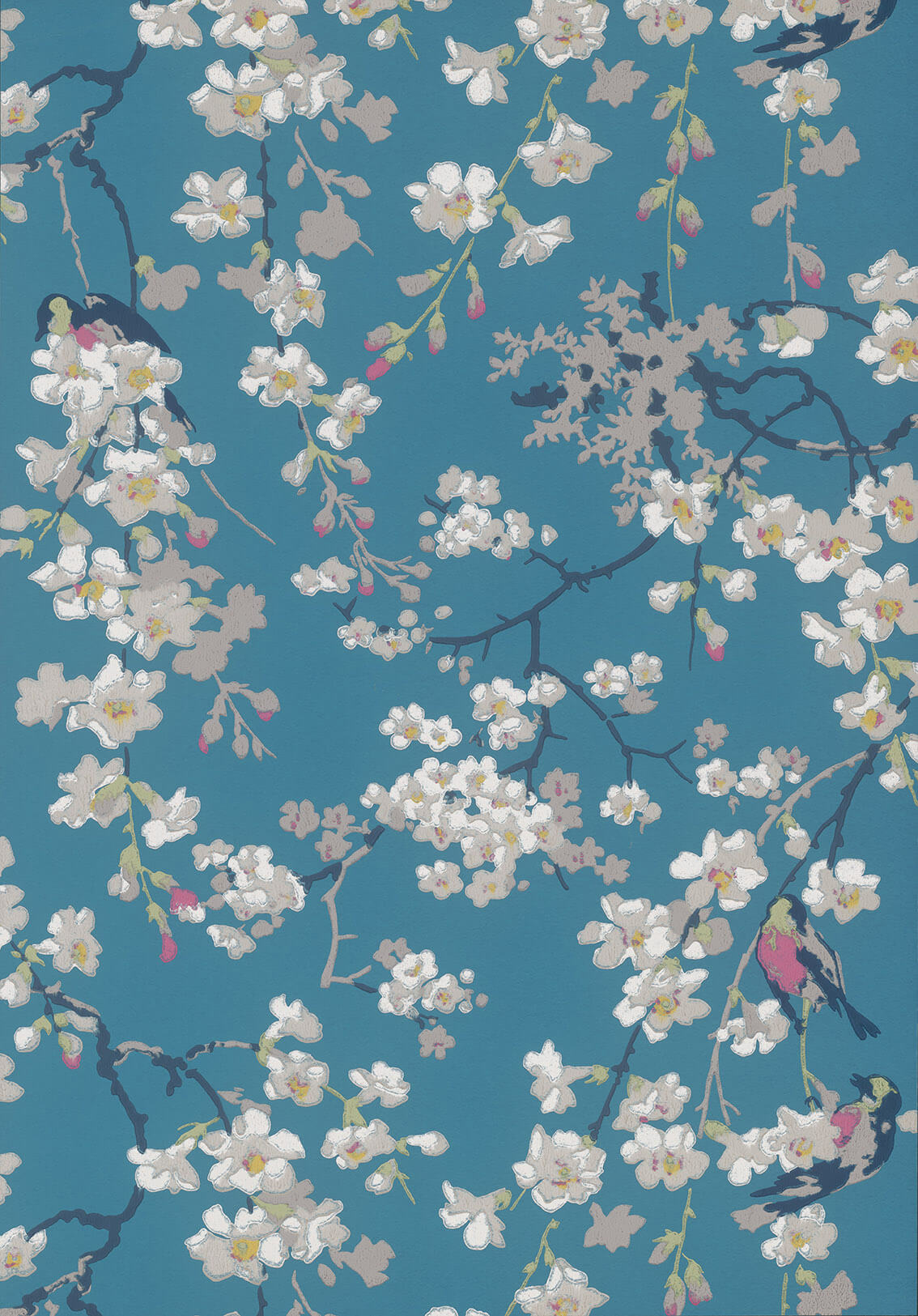 Little Green National Trust II Massingberd Blossom Deep Blue Behang