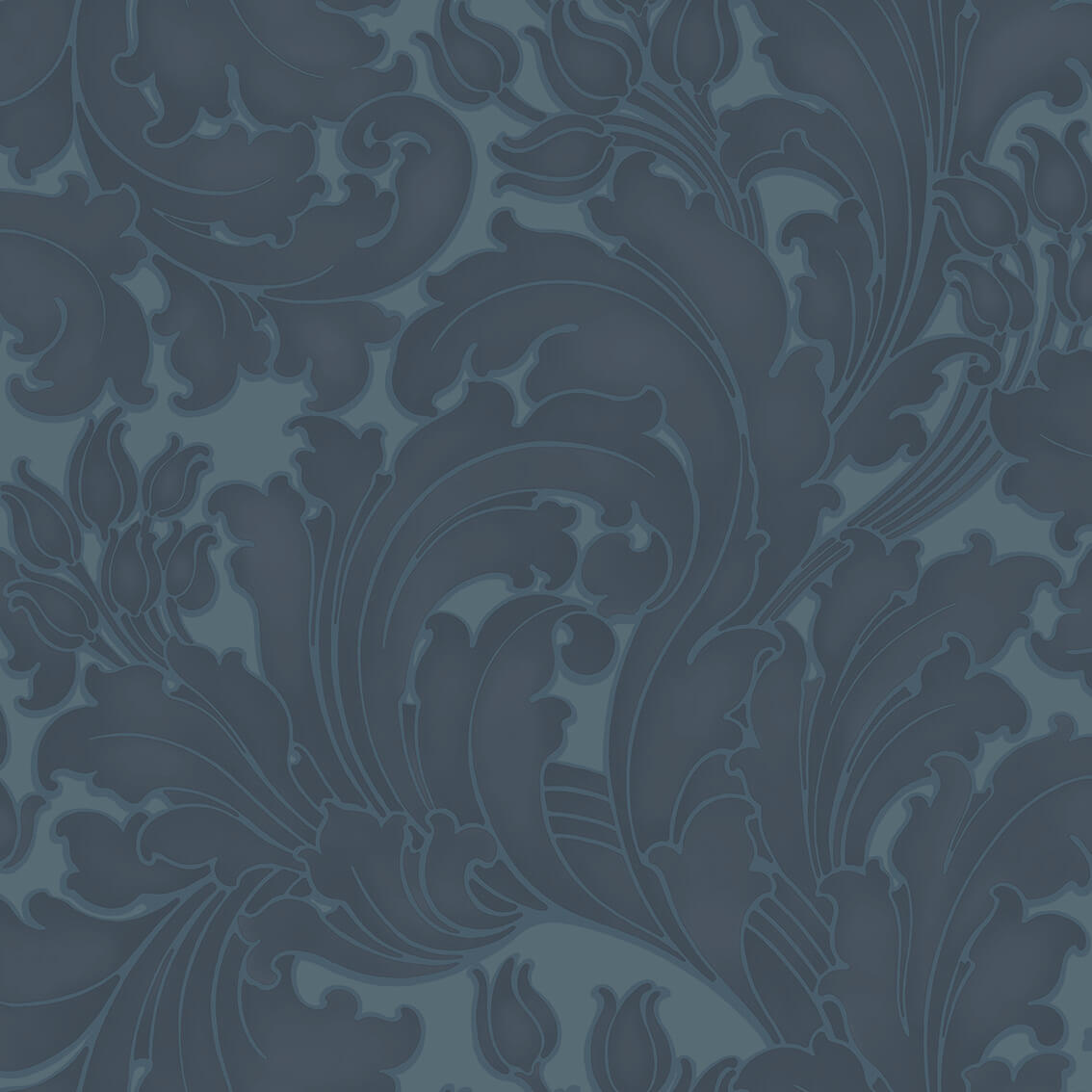 Little Green National Trust II Tulip Blue Black Behang