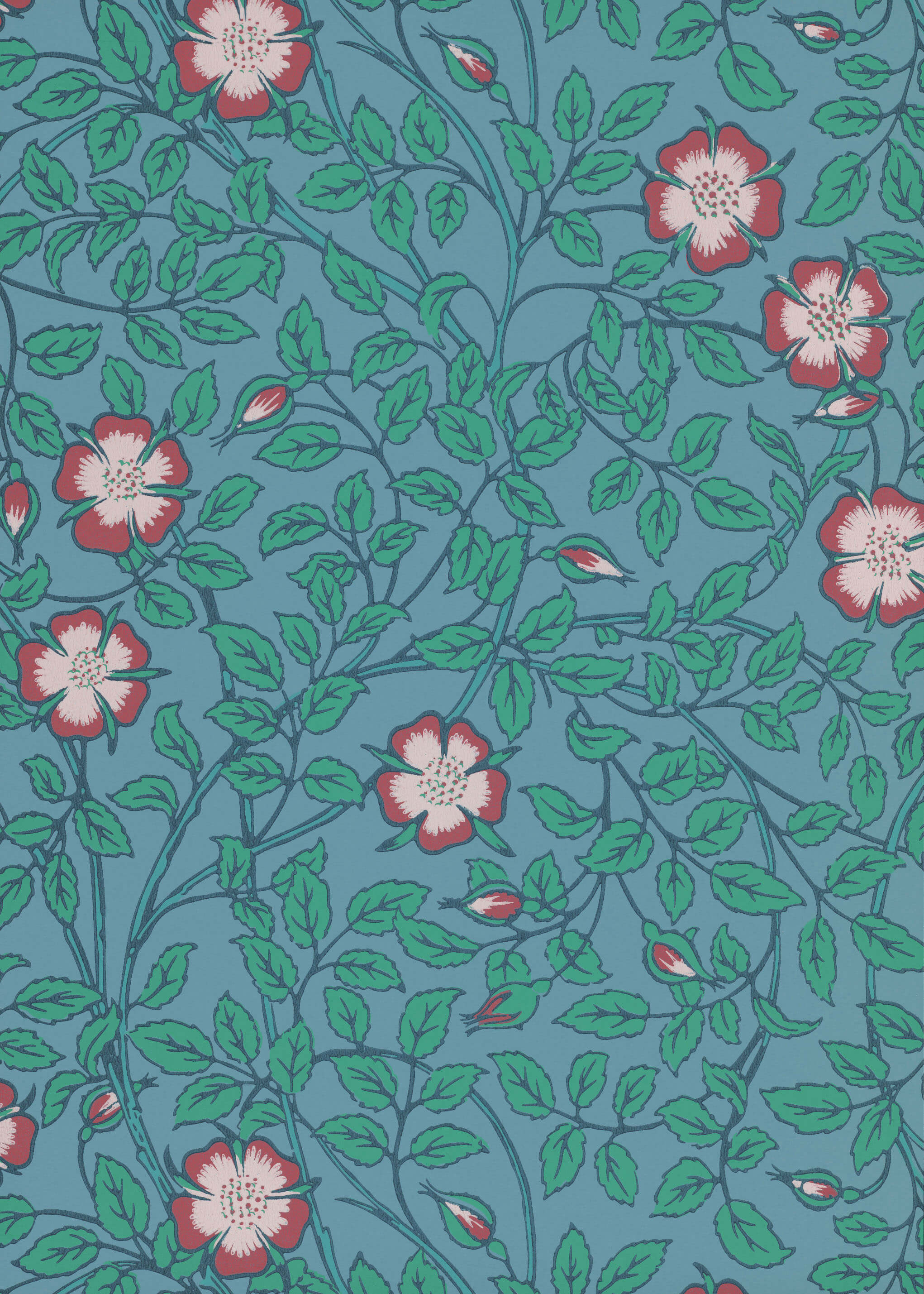 Little Green National Trust III Briar Rose Marine Blue Behang