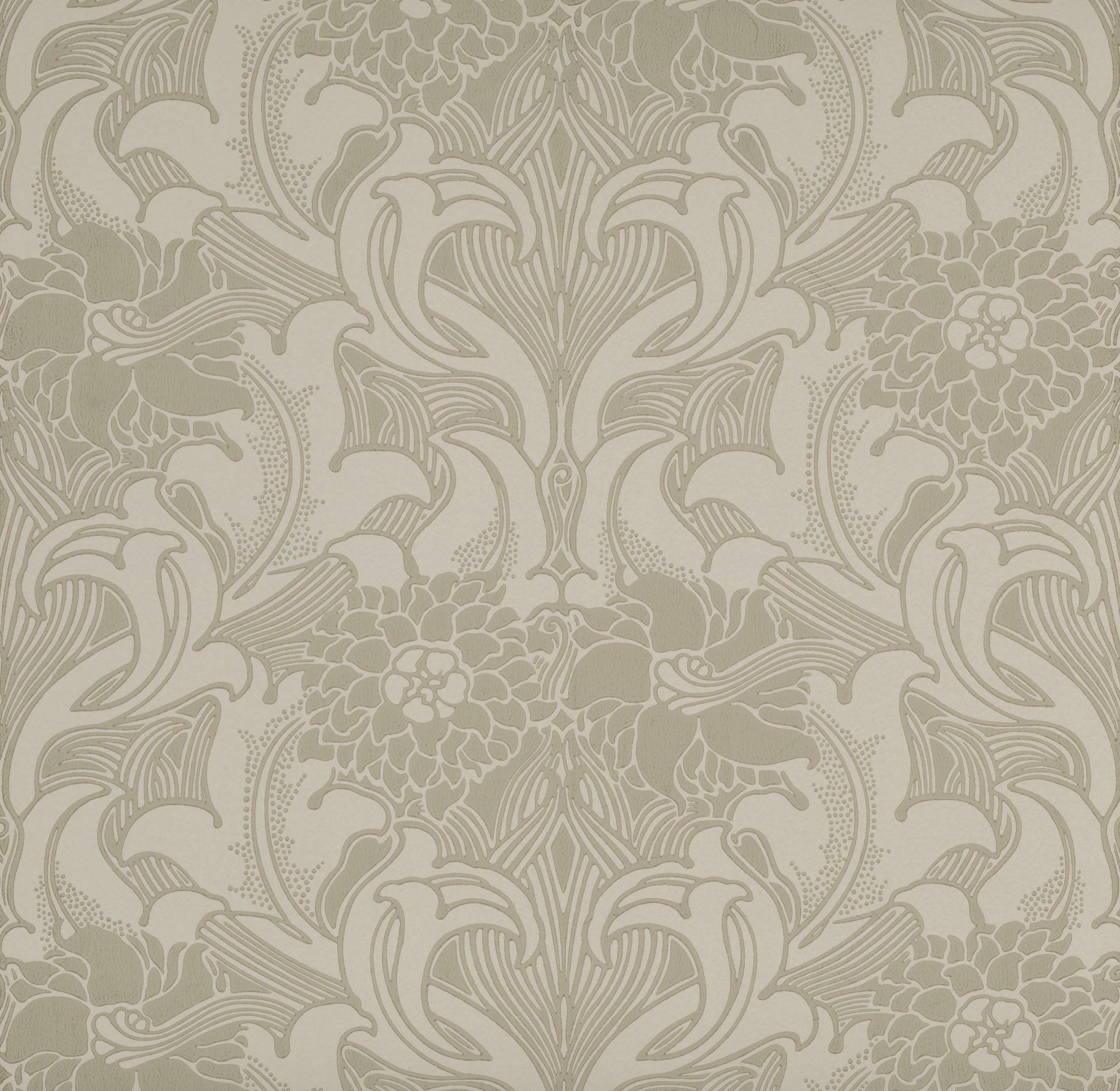 Little Green National Trust III Dahlia Scroll French Grey Behang