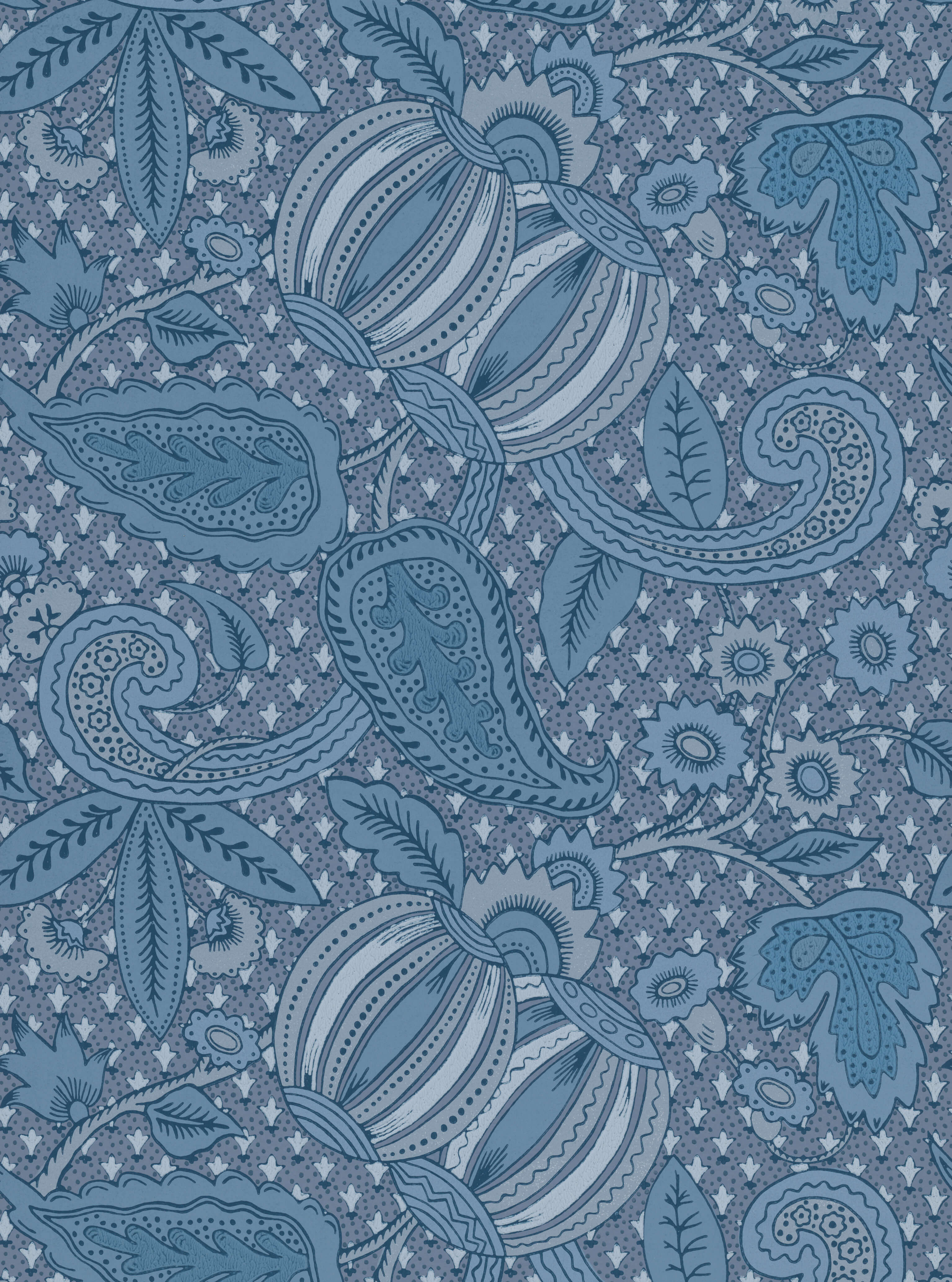 Little Green National Trust Papers Pomegranate Blue Scale Behang