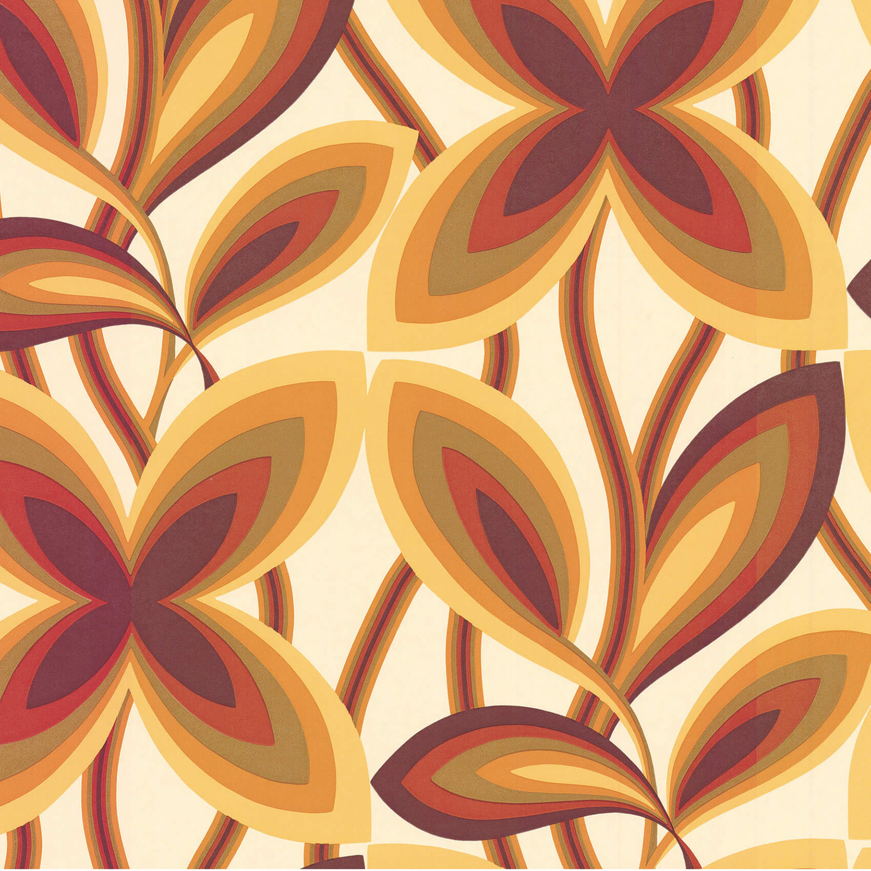Little Green Retrospective Papers Starflower Marigold Behang