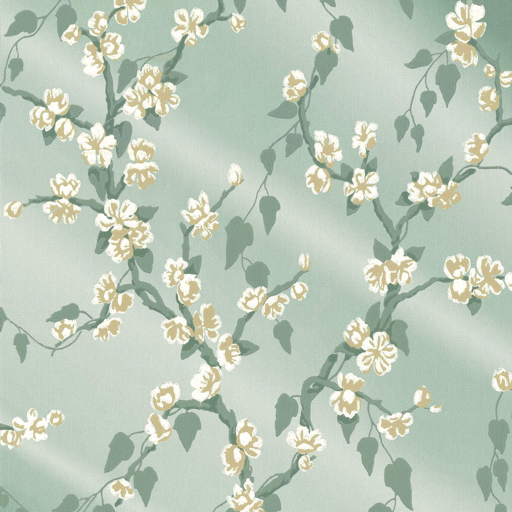 Little Green Sakura Aqua Lustre Behang