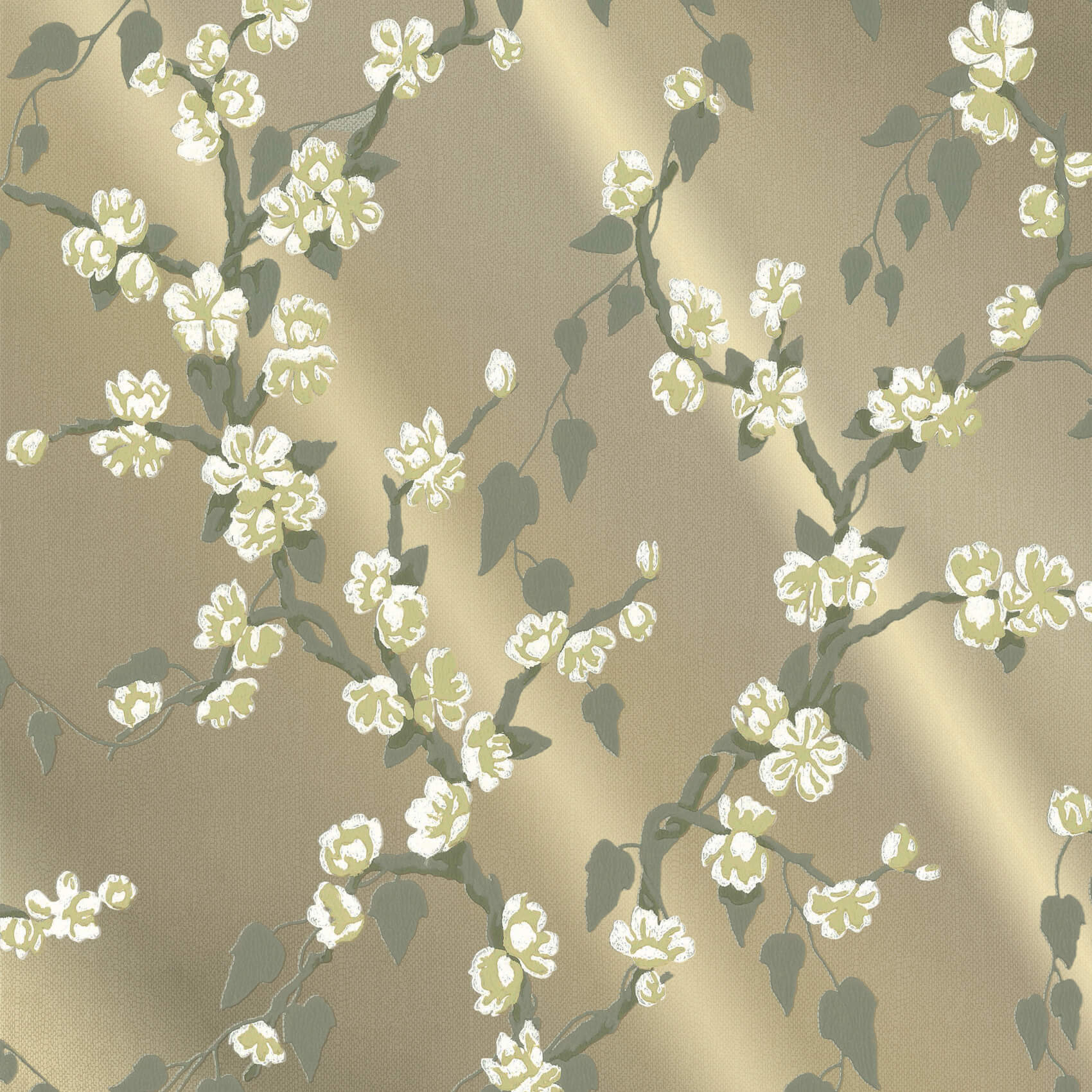 Little Green Sakura Metal Lustre Behang