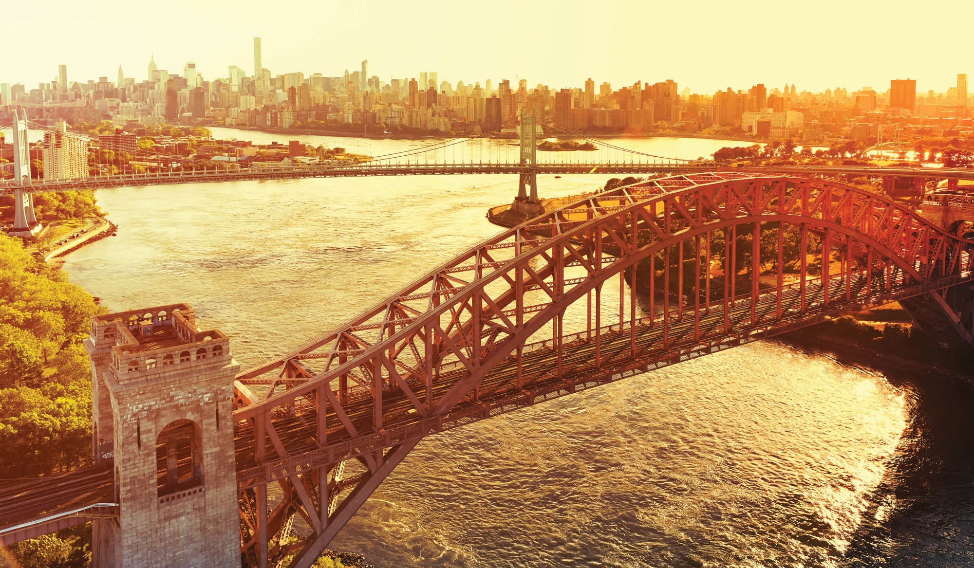 Luchtfoto Hell Gate brug - LW00337 Fotobehang