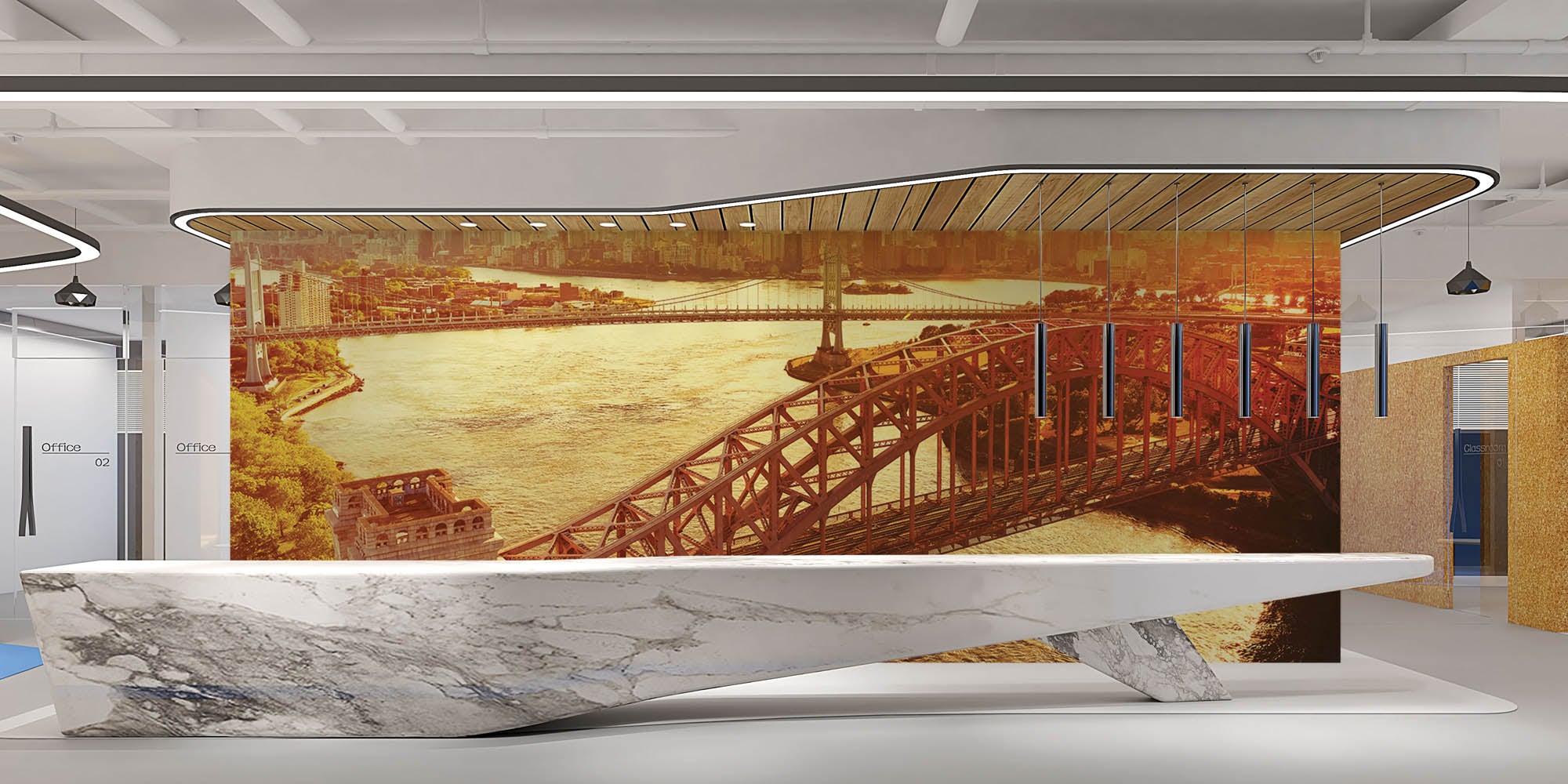 Luchtfoto Hell Gate brug - LW00337 Fotobehang
