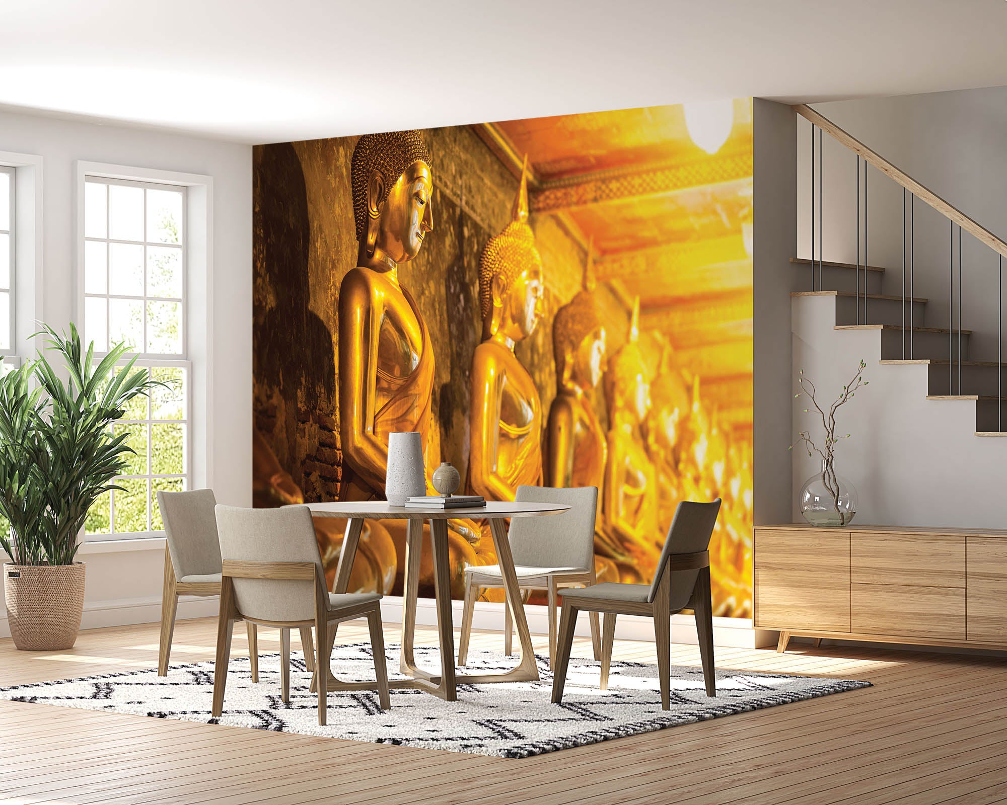 Mediterende boeddha's - LW00092 Fotobehang