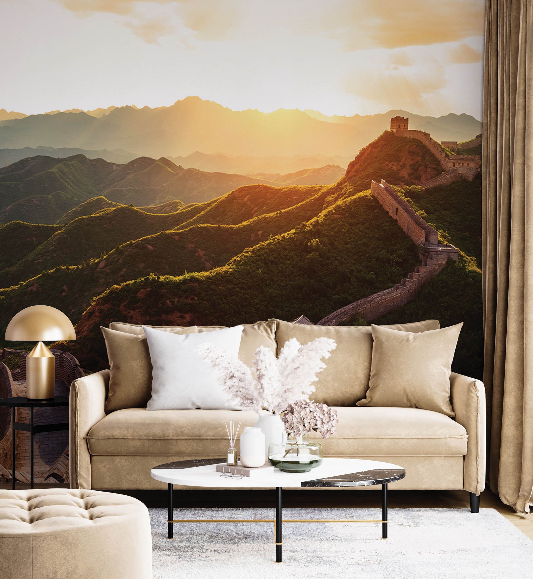 Muur bij zonsondergang - LW00059 Fotobehang