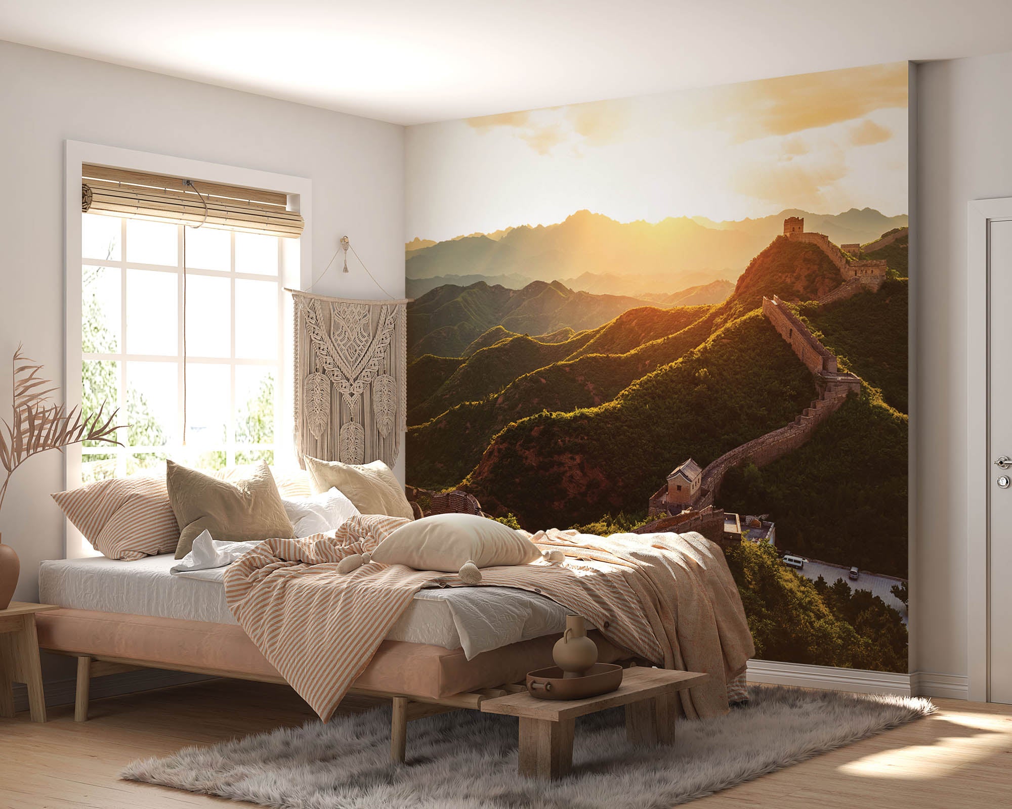 Muur bij zonsondergang - LW00059 Fotobehang