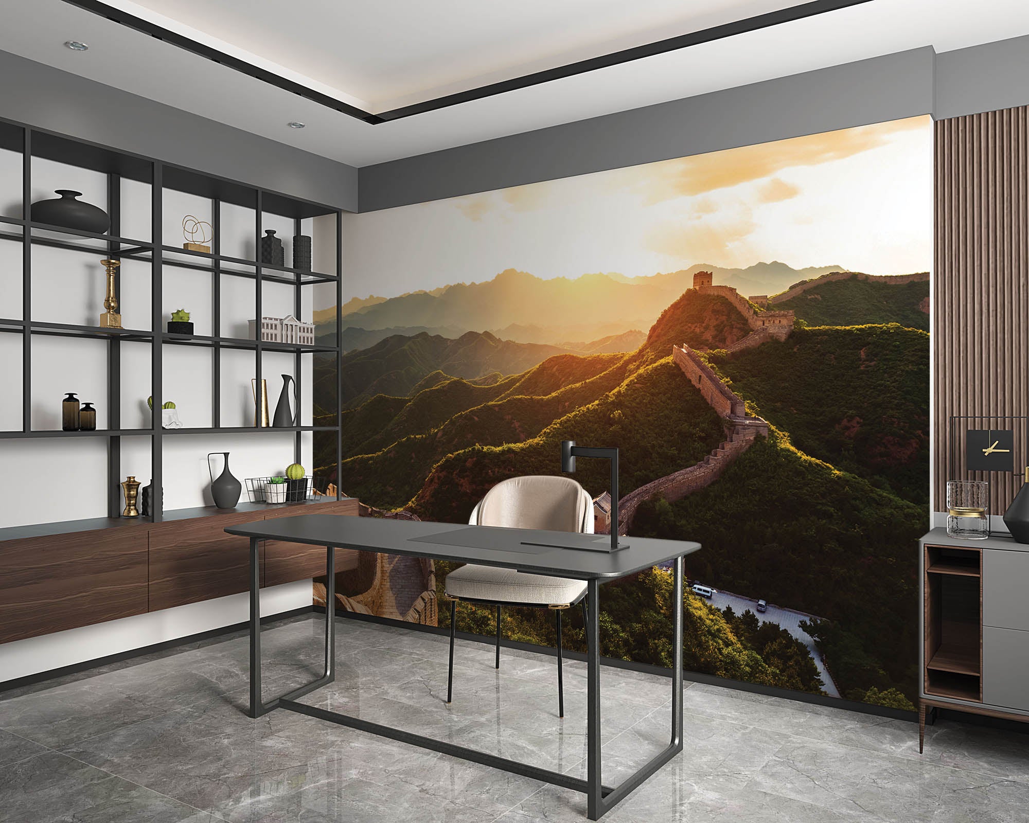 Muur bij zonsondergang - LW00059 Fotobehang