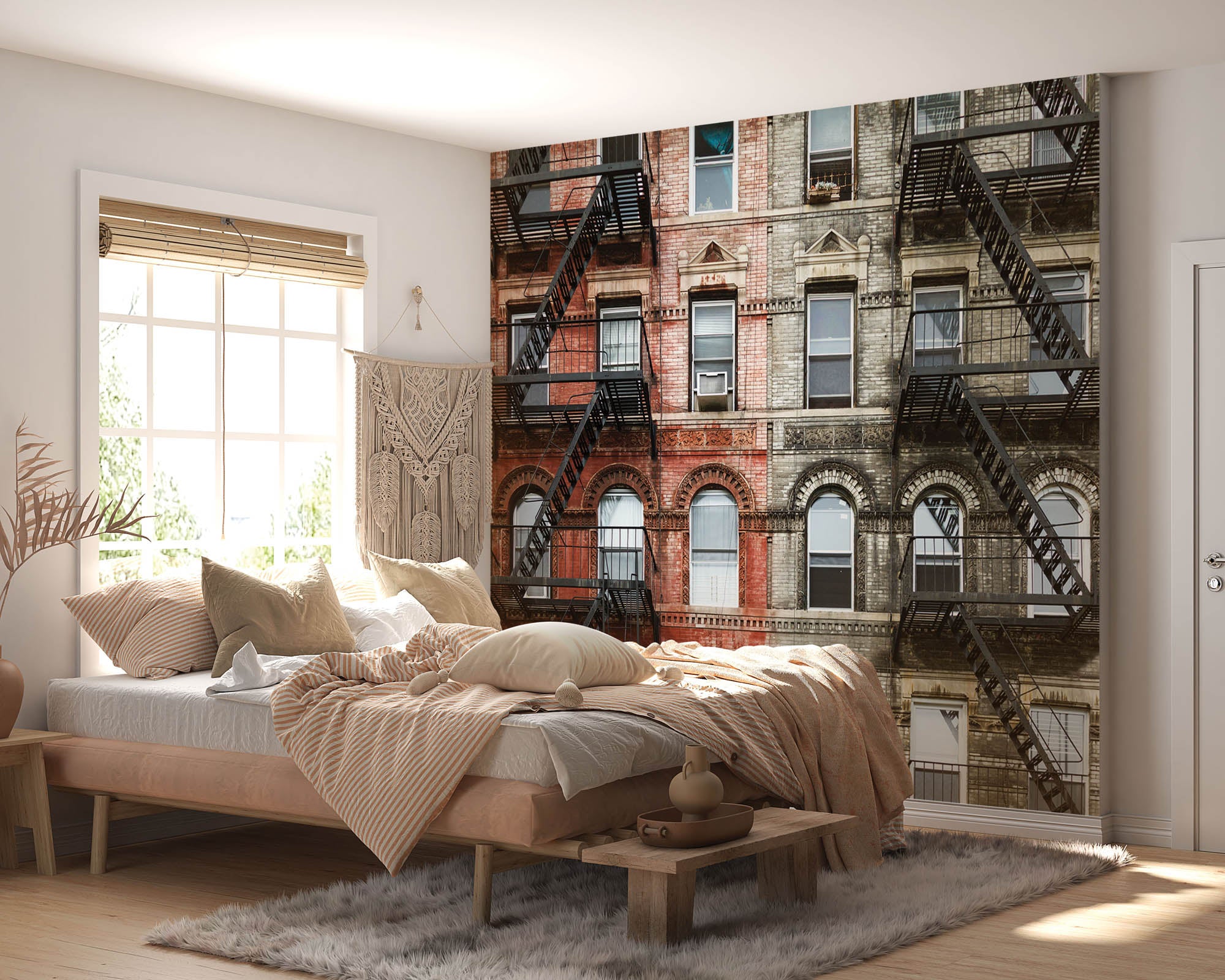 Oud stenen appartementen gebouw - LW00368 Fotobehang