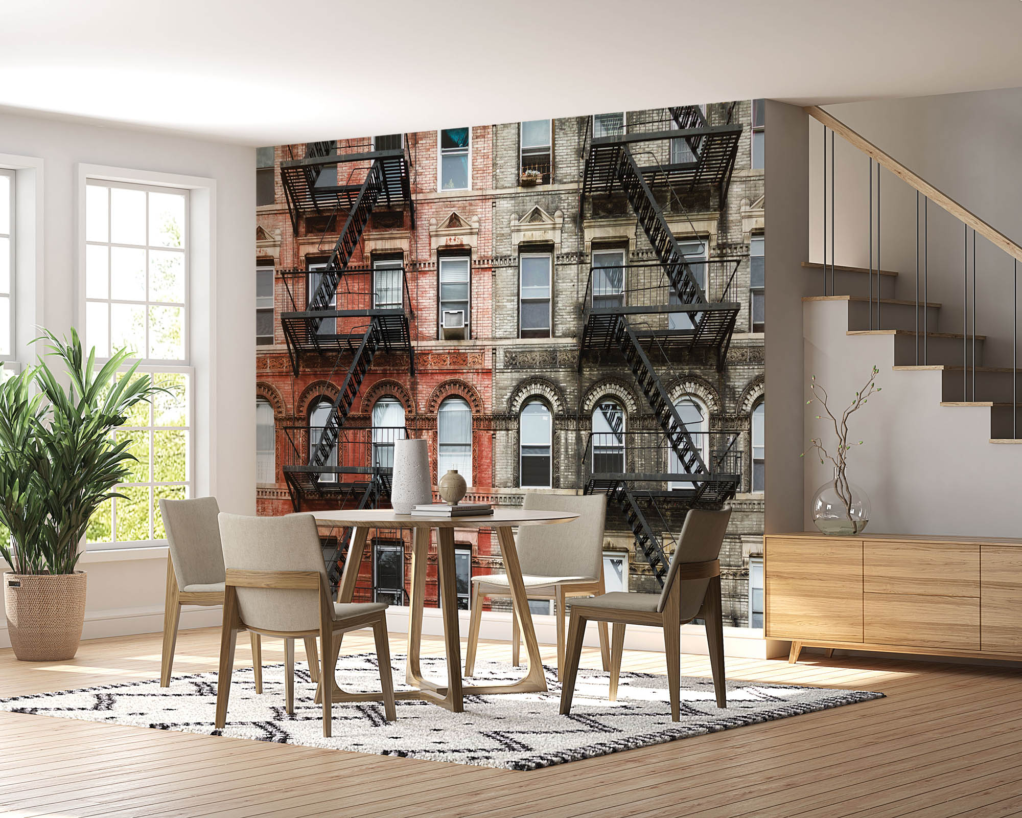 Oud stenen appartementen gebouw - LW00368 Fotobehang