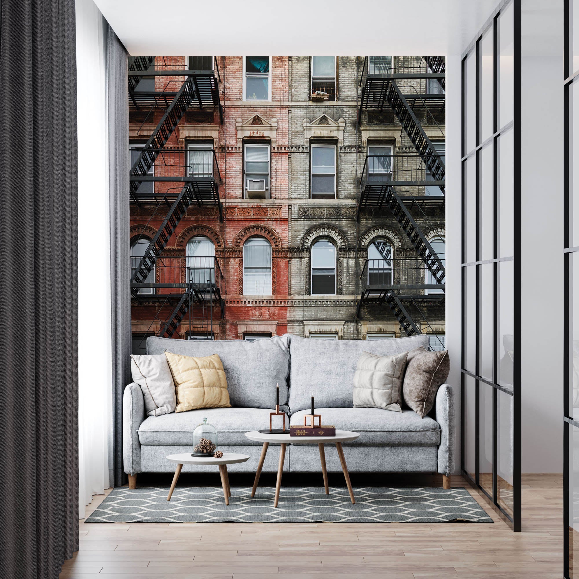 Oud stenen appartementen gebouw - LW00368 Fotobehang