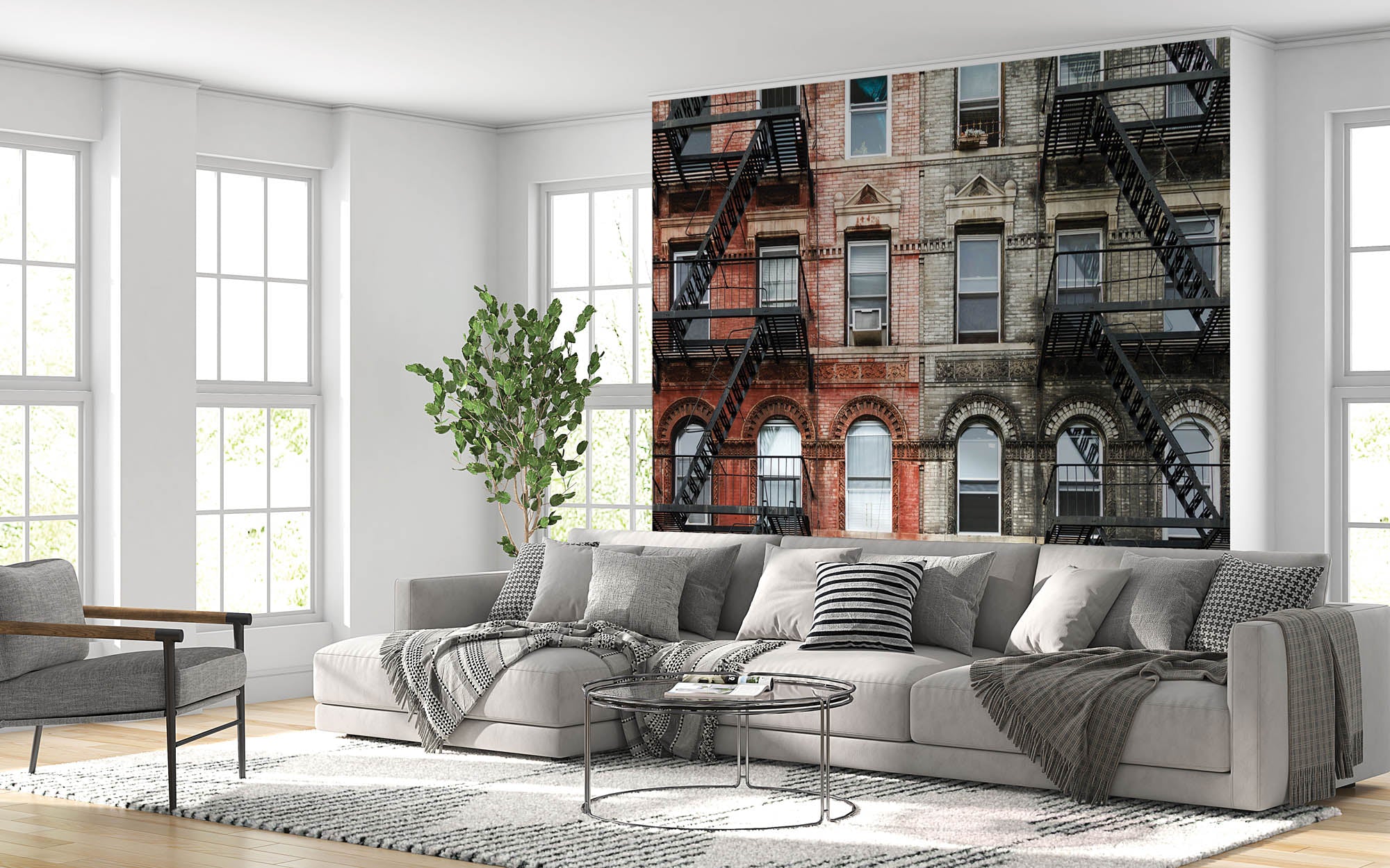 Oud stenen appartementen gebouw - LW00368 Fotobehang