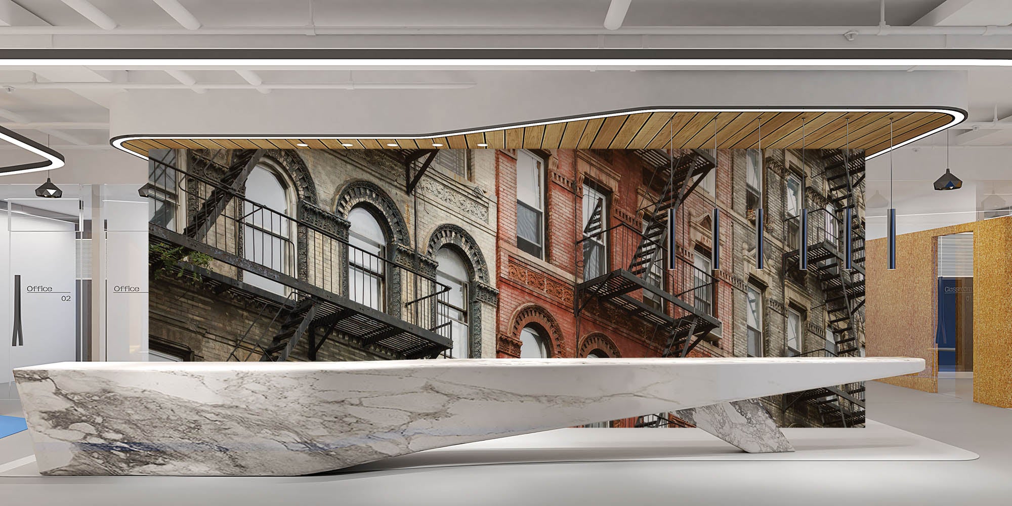 Oude gebouwen met brandtrappen - LW00328 Fotobehang