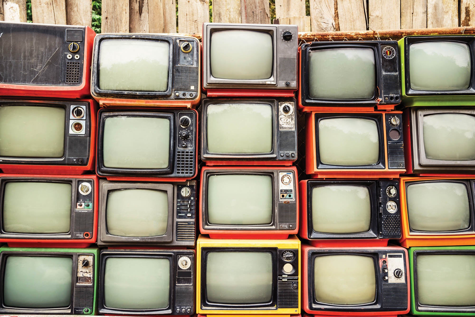 Oude rode retro tv's - LW00414 Fotobehang