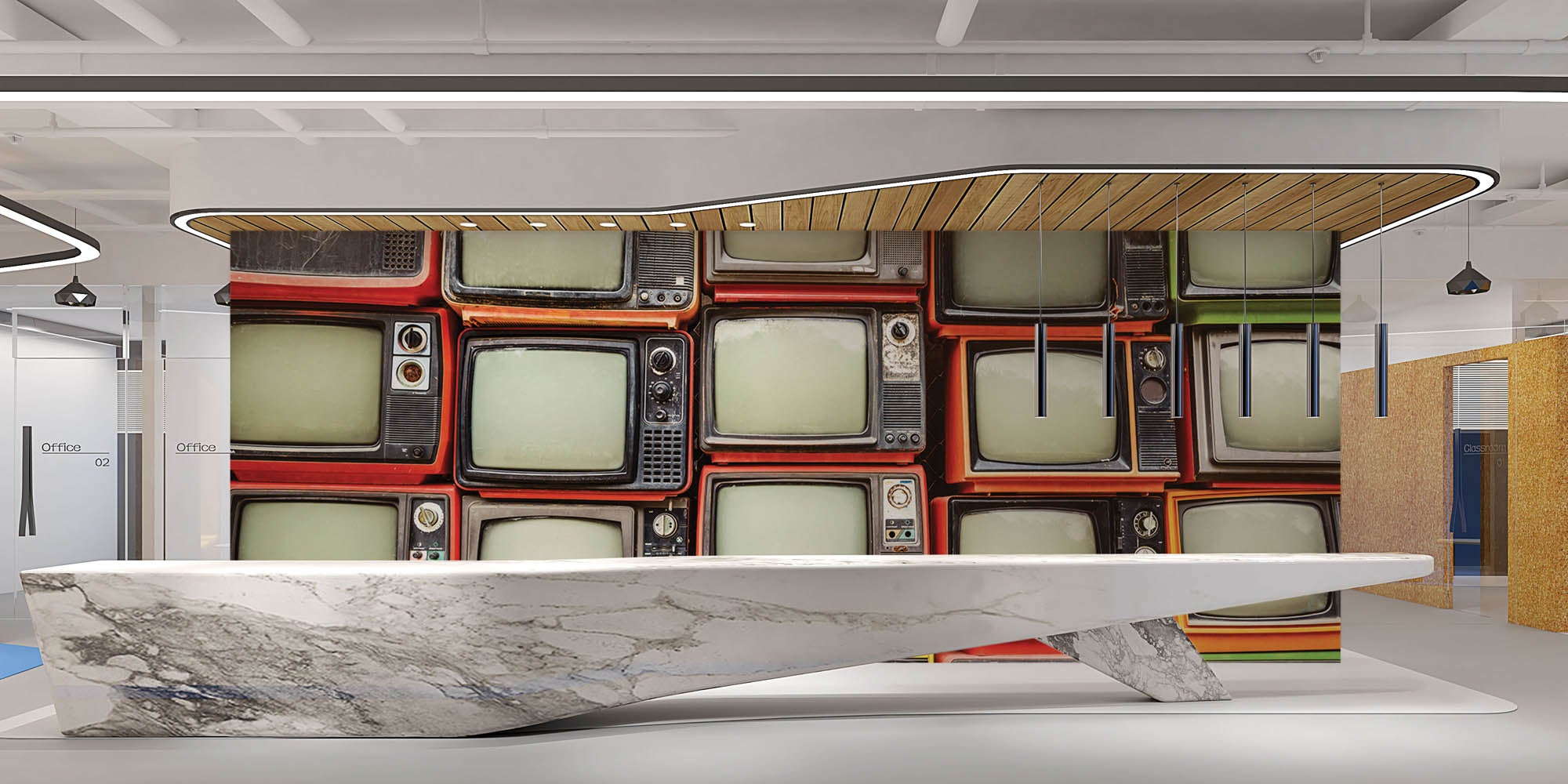 Oude rode retro tv's - LW00414 Fotobehang