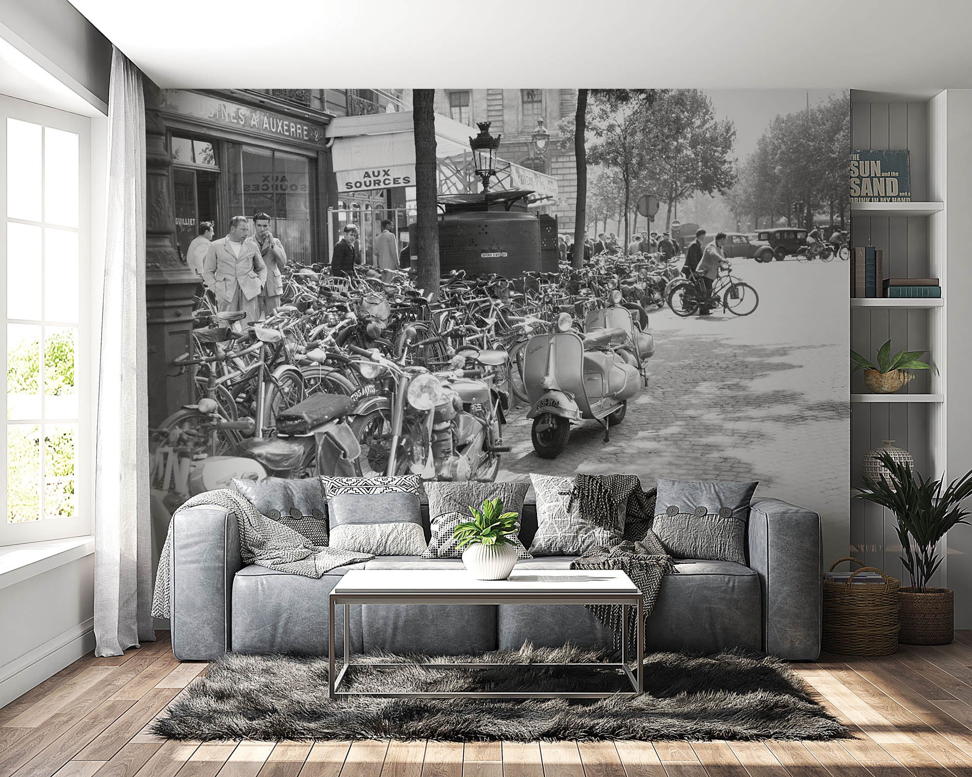 Oude zwart-wit foto van straat Parijs - LW00349 Fotobehang