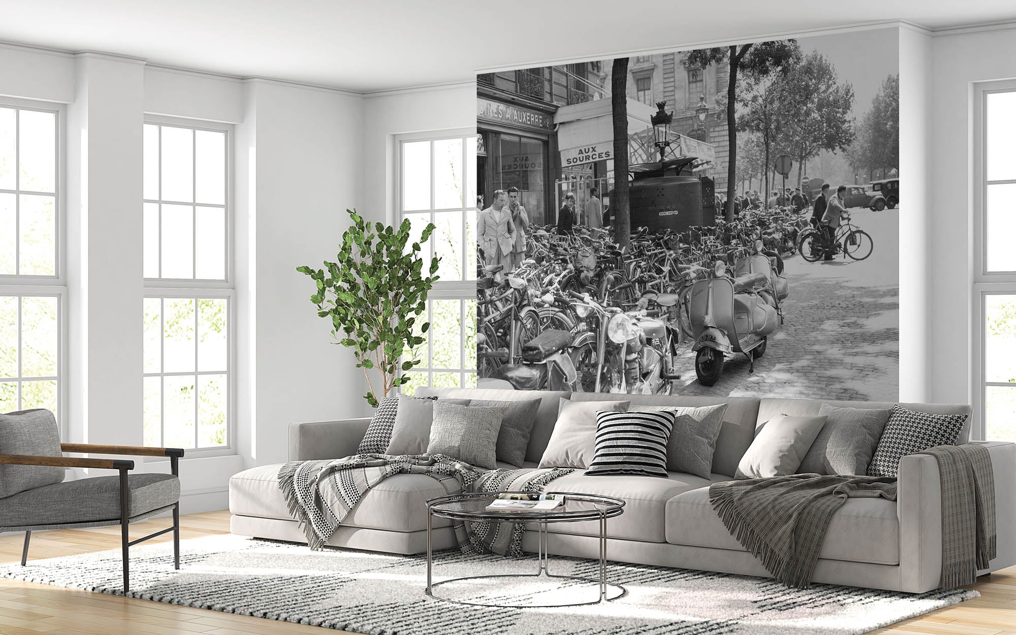 Oude zwart-wit foto van straat Parijs - LW00349 Fotobehang